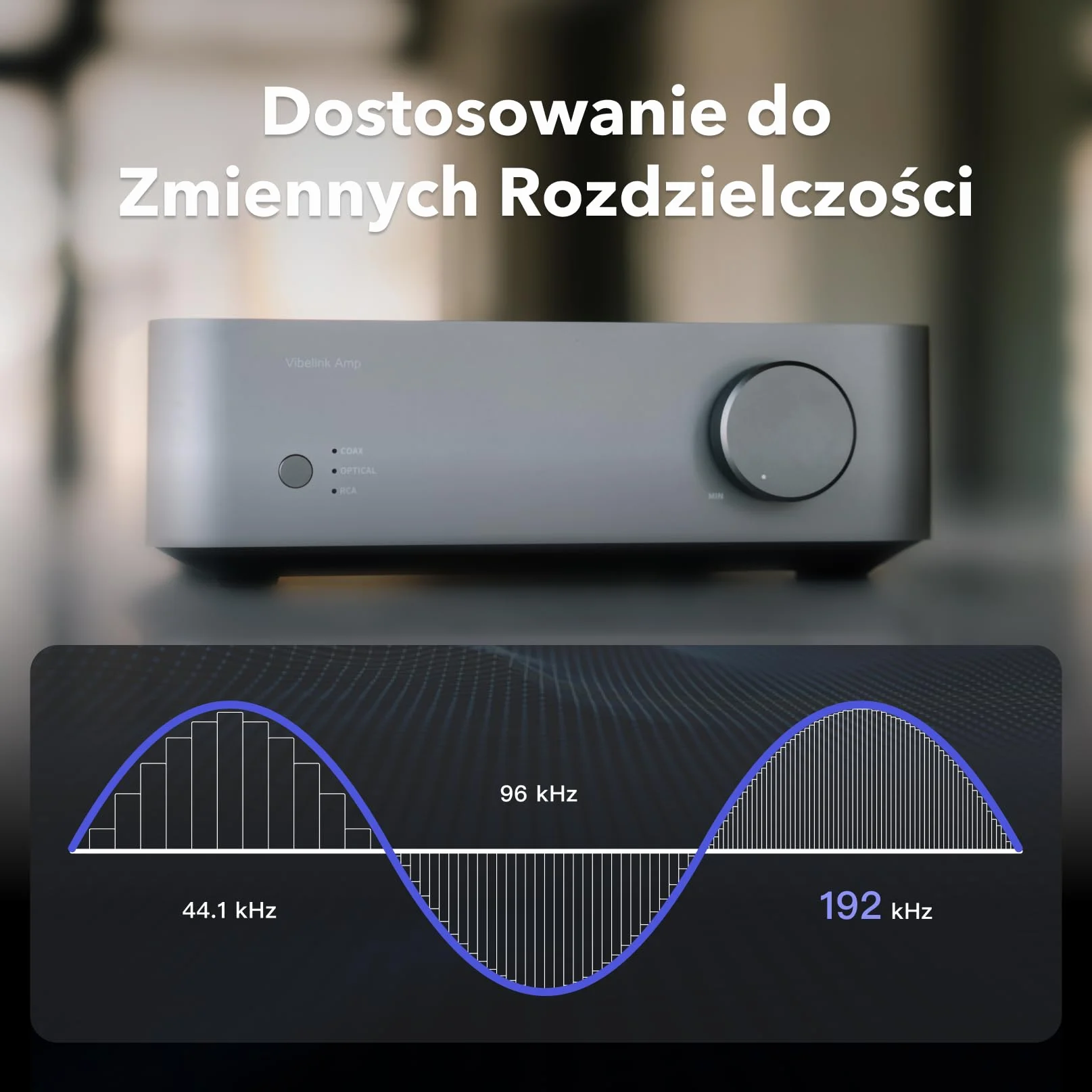 WiiM Vibelink Amp | Wzmacniacz 100W z wysokiej klasy DAC ESS 9039Q2M i układem TI TPA3255 | Kompatybilny z WiiM Mini, Pro, Pro Plus i Ultra | Wejścia RCA, Coax i optyczne | Space Gray