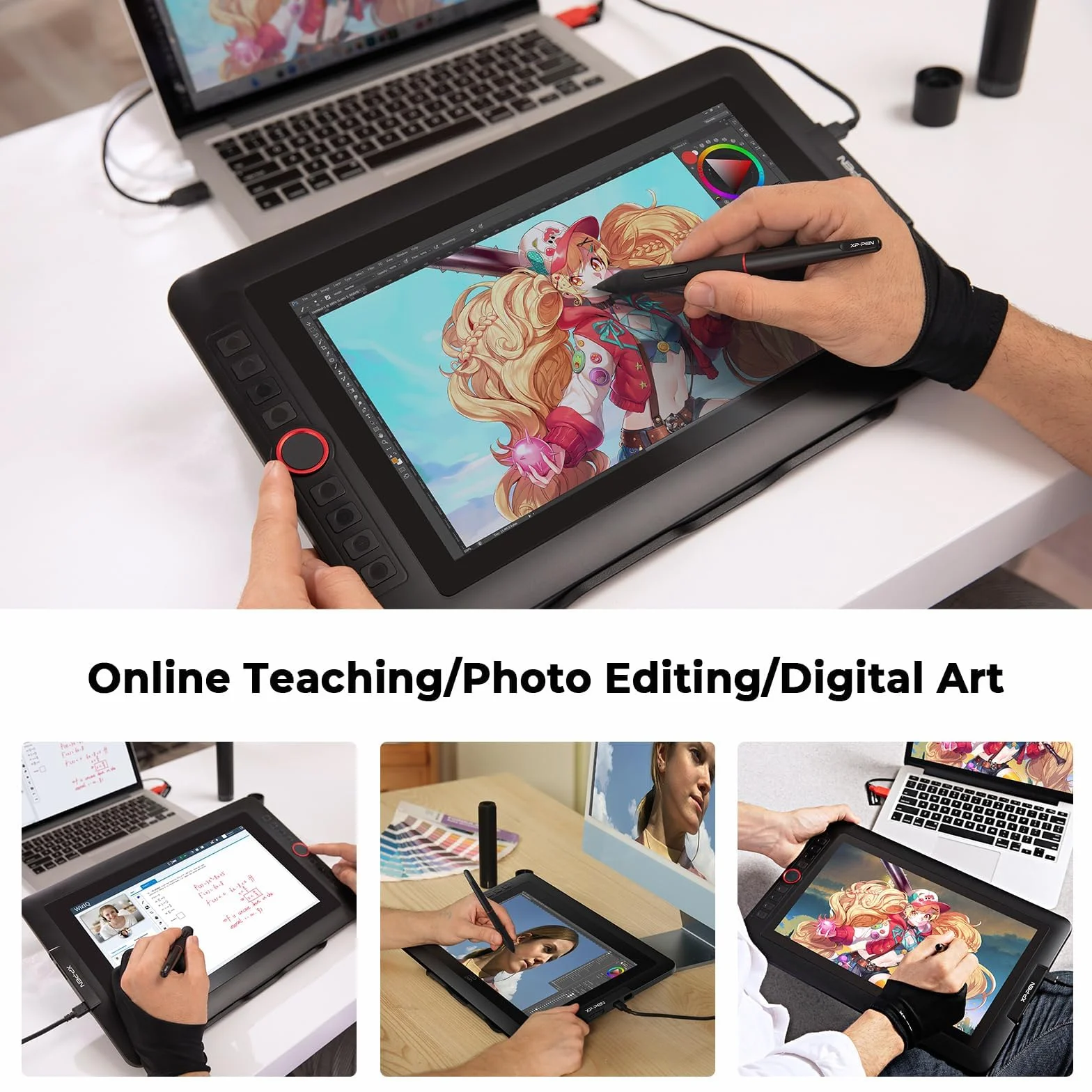 XP-PEN Artist 13.3 Pro Tablet z piórem graficznym 8192 poziomów - Tablet rysunkowy z ekranem 13,3 cala + 8 klawiszy skrótów - kompatybilny z Windows Mac