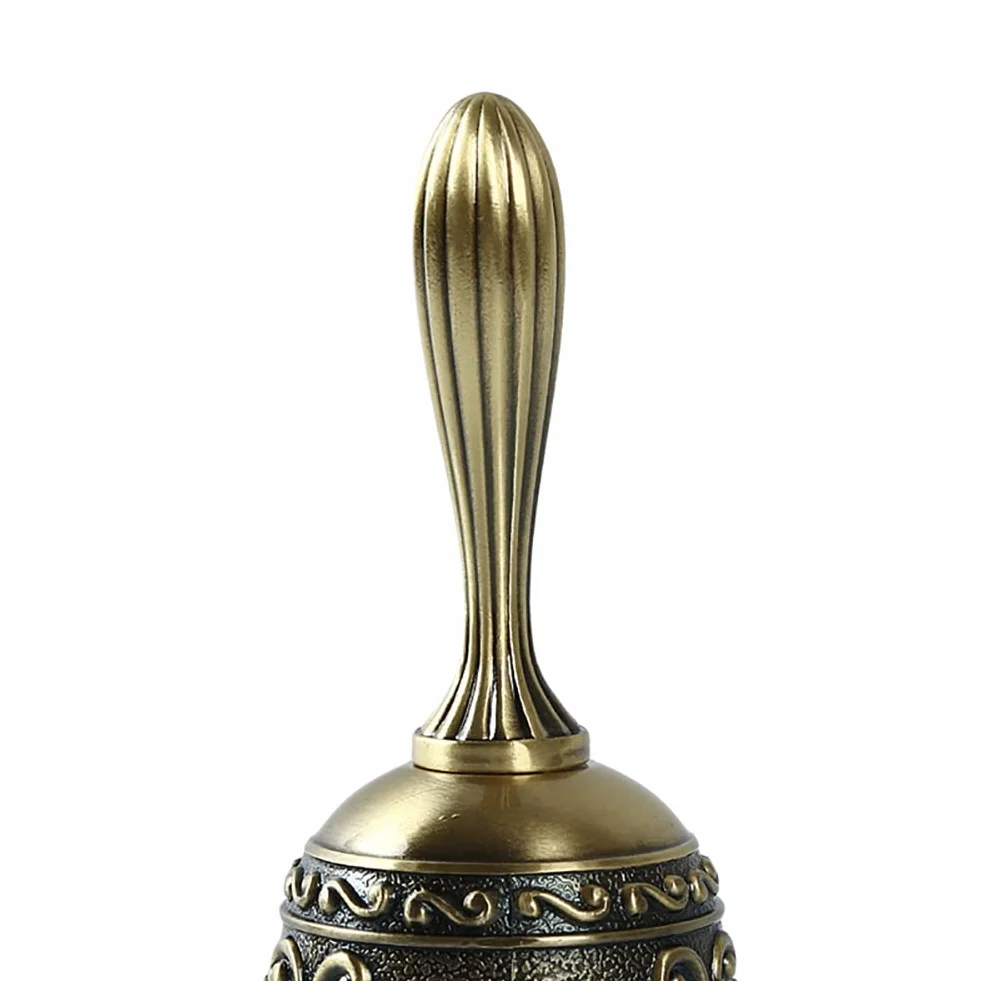 Alnicov Mosiężny dzwonek ręczny, vintage metalowy dzwonek ślubny dzwonek świątyni (brązowy)