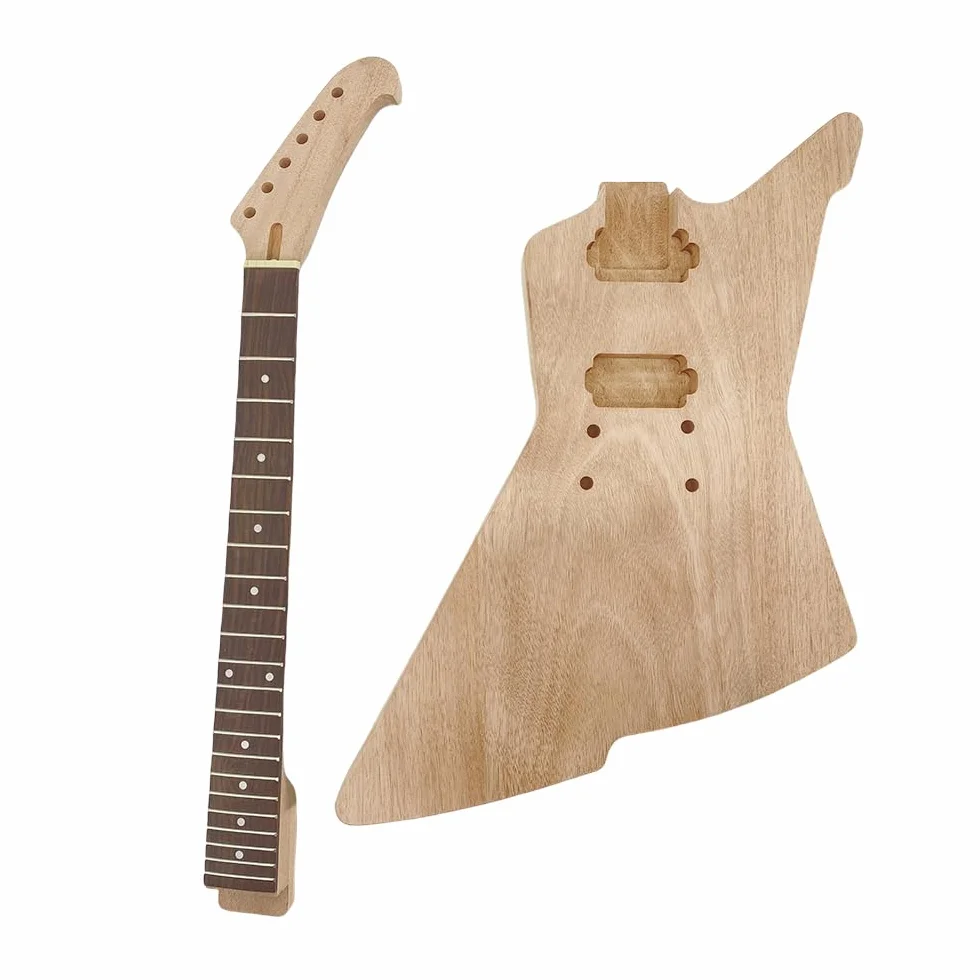 WUQIMUSC Zestawy gitarowe zbuduj własną gitarę elektryczną mahoń korpus szyi 22 progi 63 cm dla majsterkowiczów
