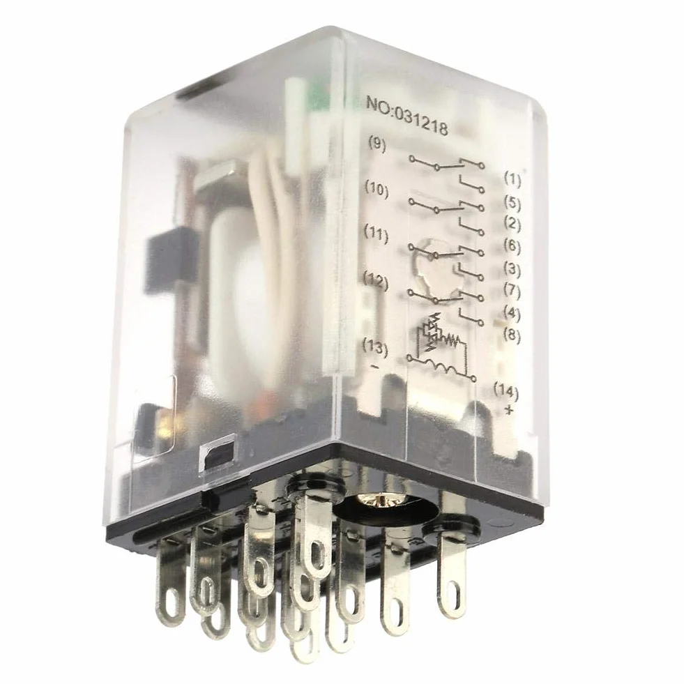 Keenso Przekaźnik pośredni 14 Pin 5A 6VDC / 12VDC / 110VDC Mini Power przekaźnik pośredni przekaźnik elektromagnetyczny BEMM4C do urządzeń automatyzujących, szafek sterowniczych (12VDC)