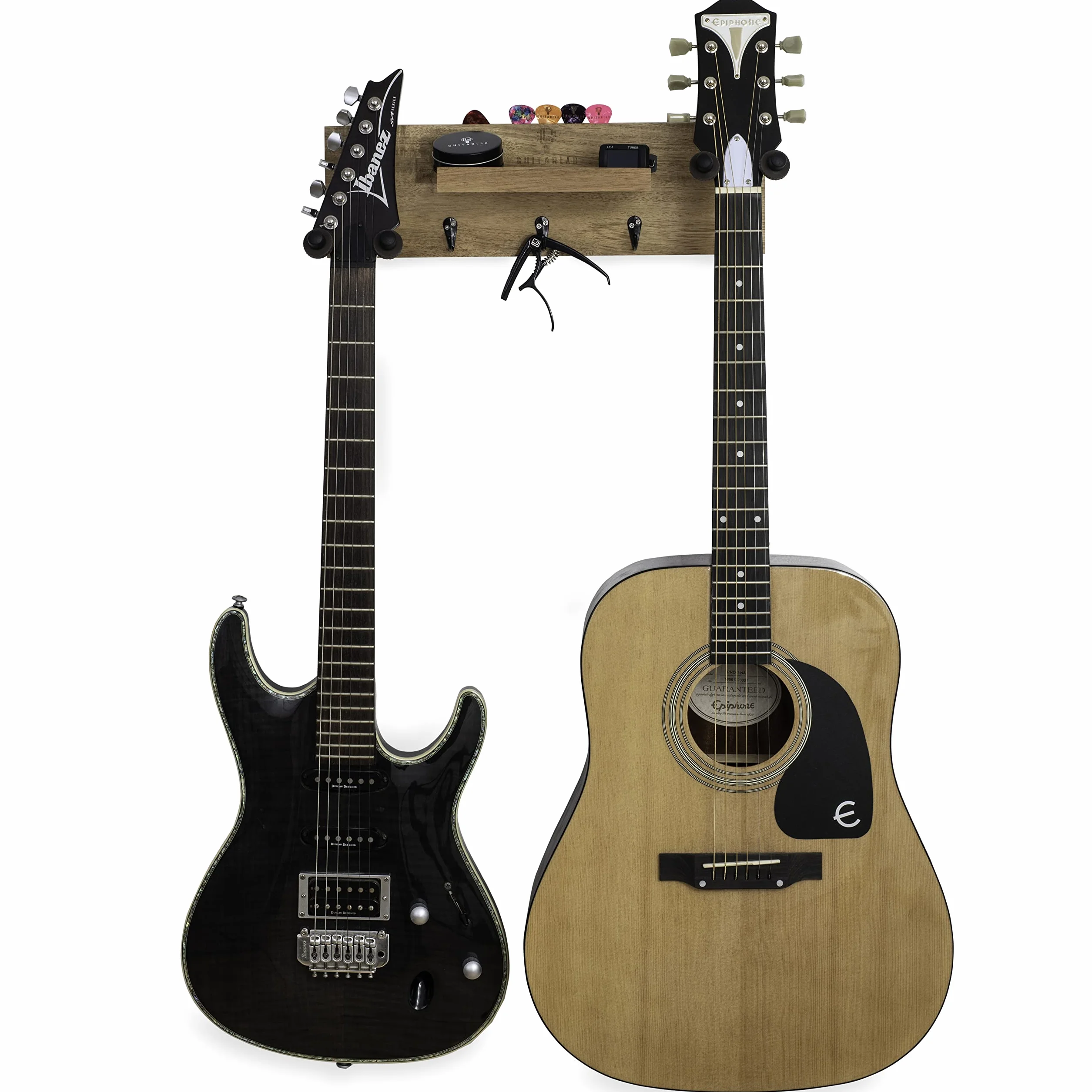 Guitar Lab Gitara wieszak ścienny na basowe i elektryczne gitary, podwójny uchwyt ścienny do instrumentu, łatwy montaż