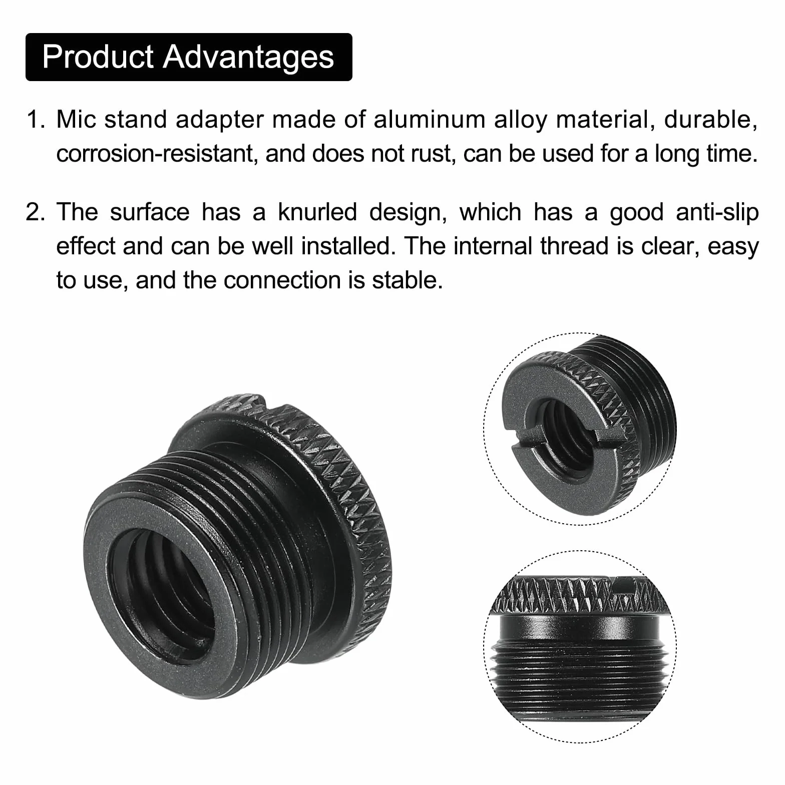PATIKIL Adapter stojaka mikrofonowego 3/8 żeński na 5/8 męski adapter śrubowy ze stopu aluminium do statywu mikrofonowego czarny 2-pak