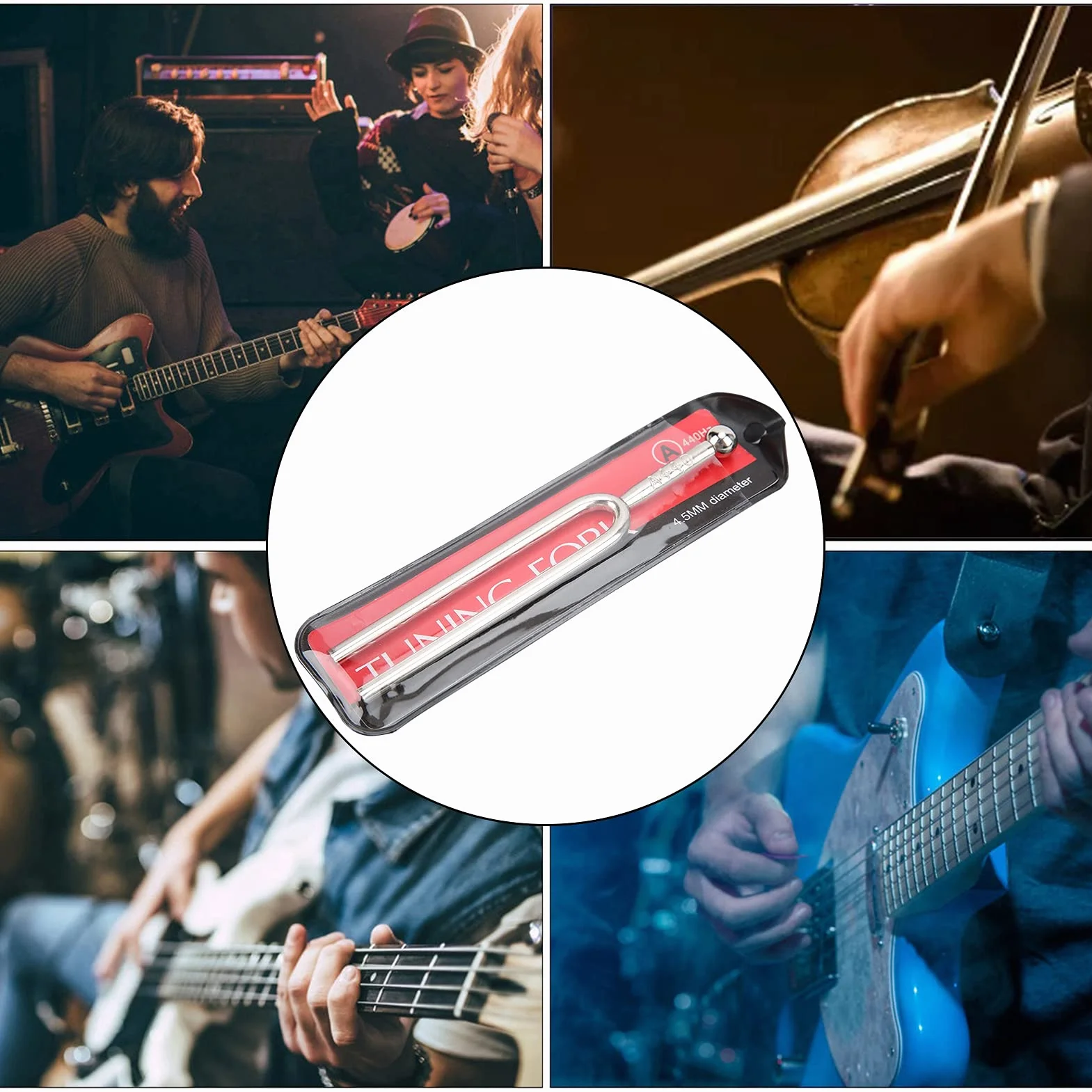 440 Hz Standardowy Kamerton A, Kamerton ze Stali Nierdzewnej Skrzypce Tuner Gitarowy Instrument na Skrzypce Gitarowe, Srebrny