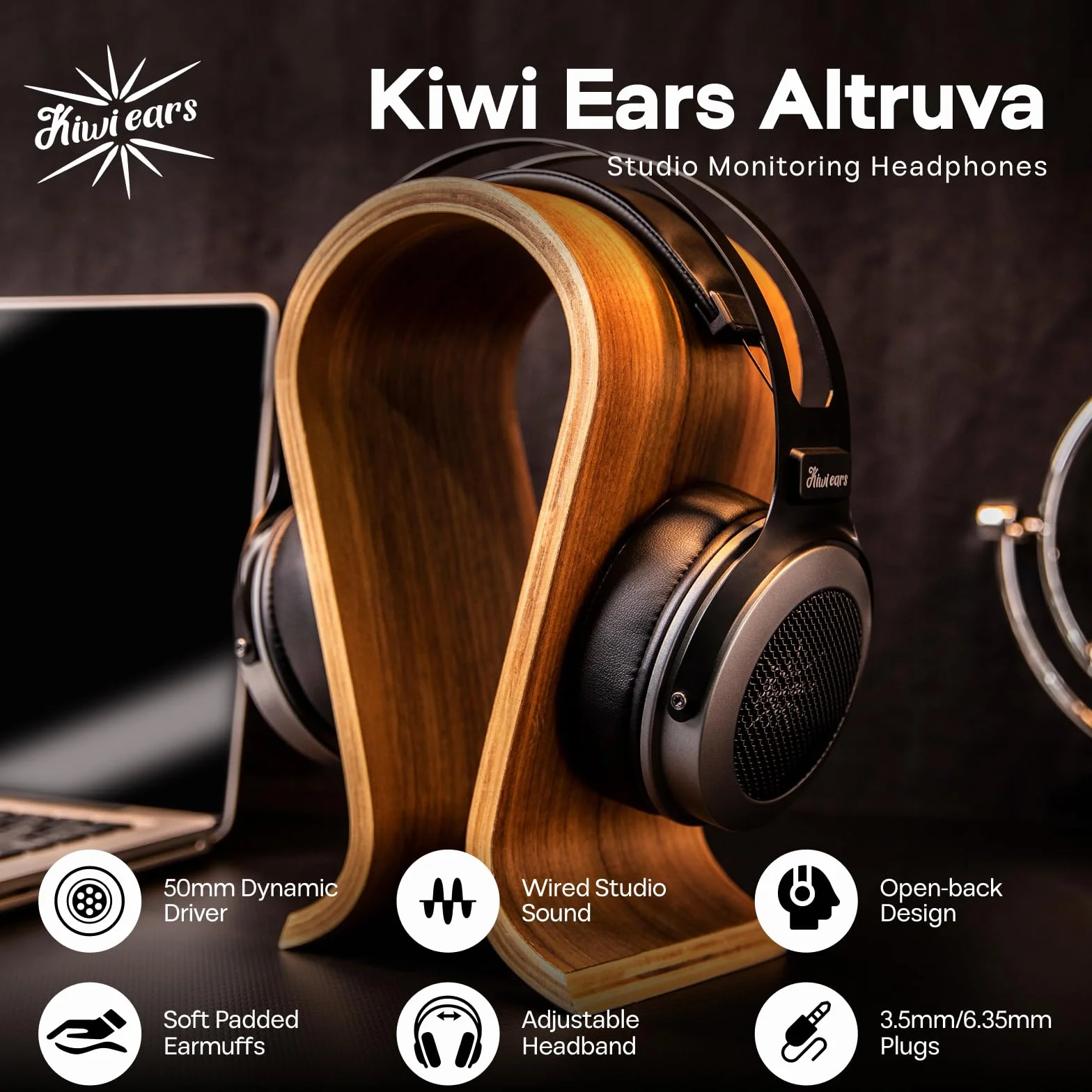 Linsoul Kiwi Ears Altruva słuchawki nauszne Hi-Fi 50mm dynamiczny przetwornik monitorujące przewodowe gamingowe otwarte stereo