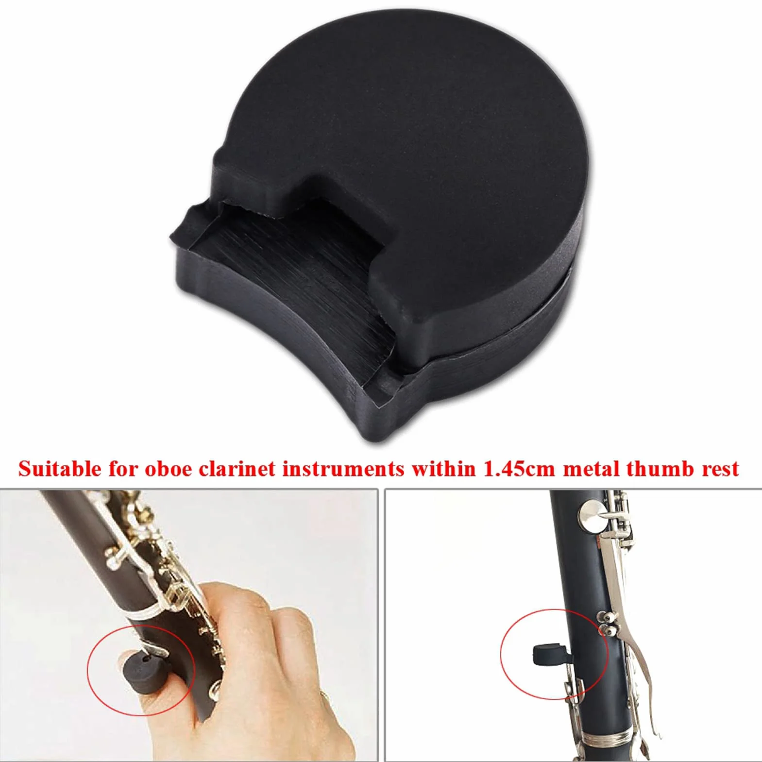 Vbestlife klarnetowe podkładki na kciuki, trwałe podkładki pod kciuk podkładki ochronne na obój instrumenty klarnetowe (zestaw 5 sztuk) (czarny 10mm) podkładki pod kciuki klarnetowe