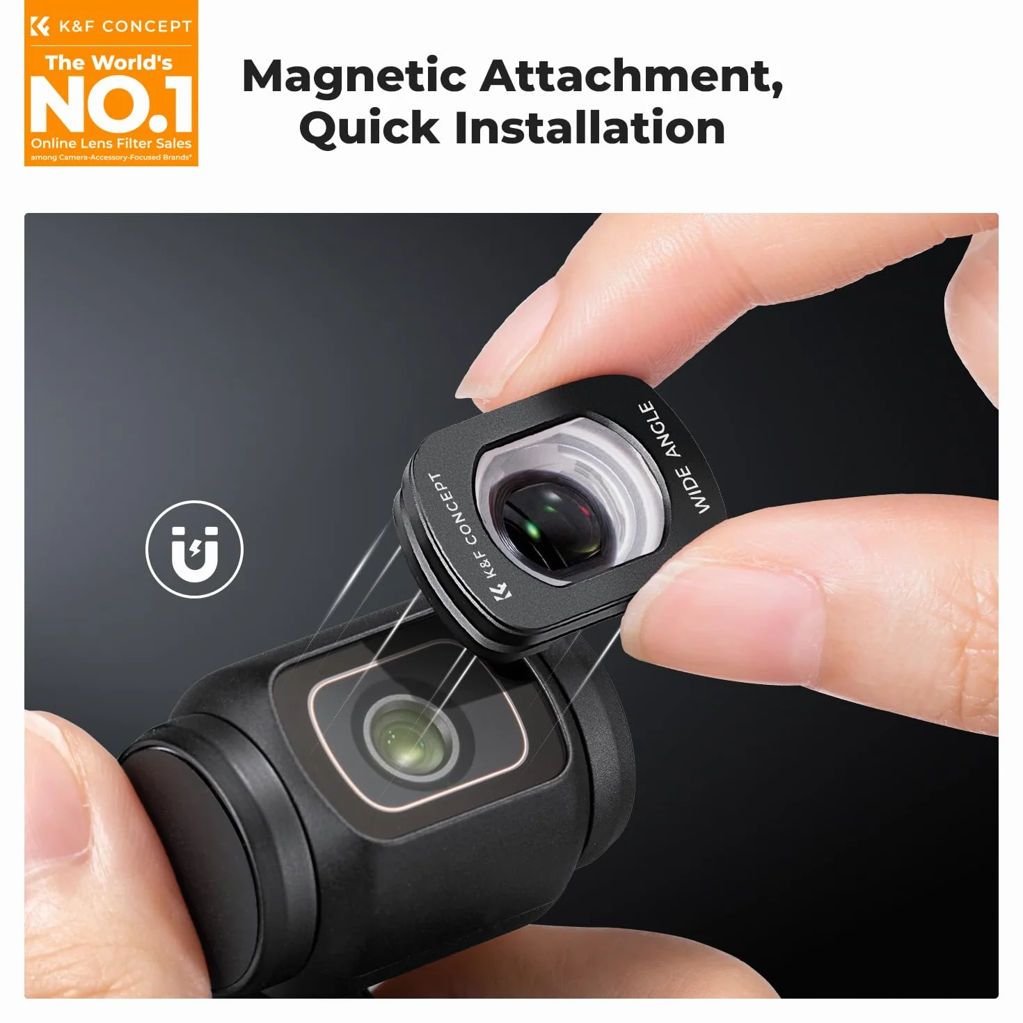 K&F Concept Magnetyczny obiektyw szerokokątny kompatybilny z DJI OSMO POCKET 3, szeroki filtr zewnętrzny rozszerzony widok akcesoria