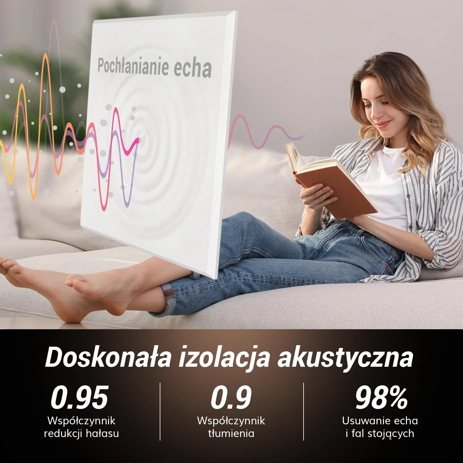 18 Pakietów Samoprzylepnych Paneli dźwiękochłonnych, TONOR 30x30x0,9 cm Kwadratowe Panele Dźwiękochłonne, Panele Dźwiękochłonne o Wysokiej Gęstości do Studia Nagrań, Domu, Biura, Biały
