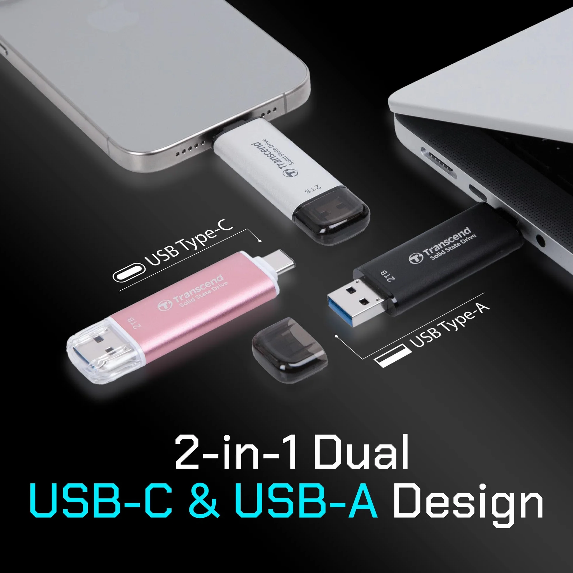 Transcend Dysk Zewnętrzny, Czarny, 1TB TS1TESD310C