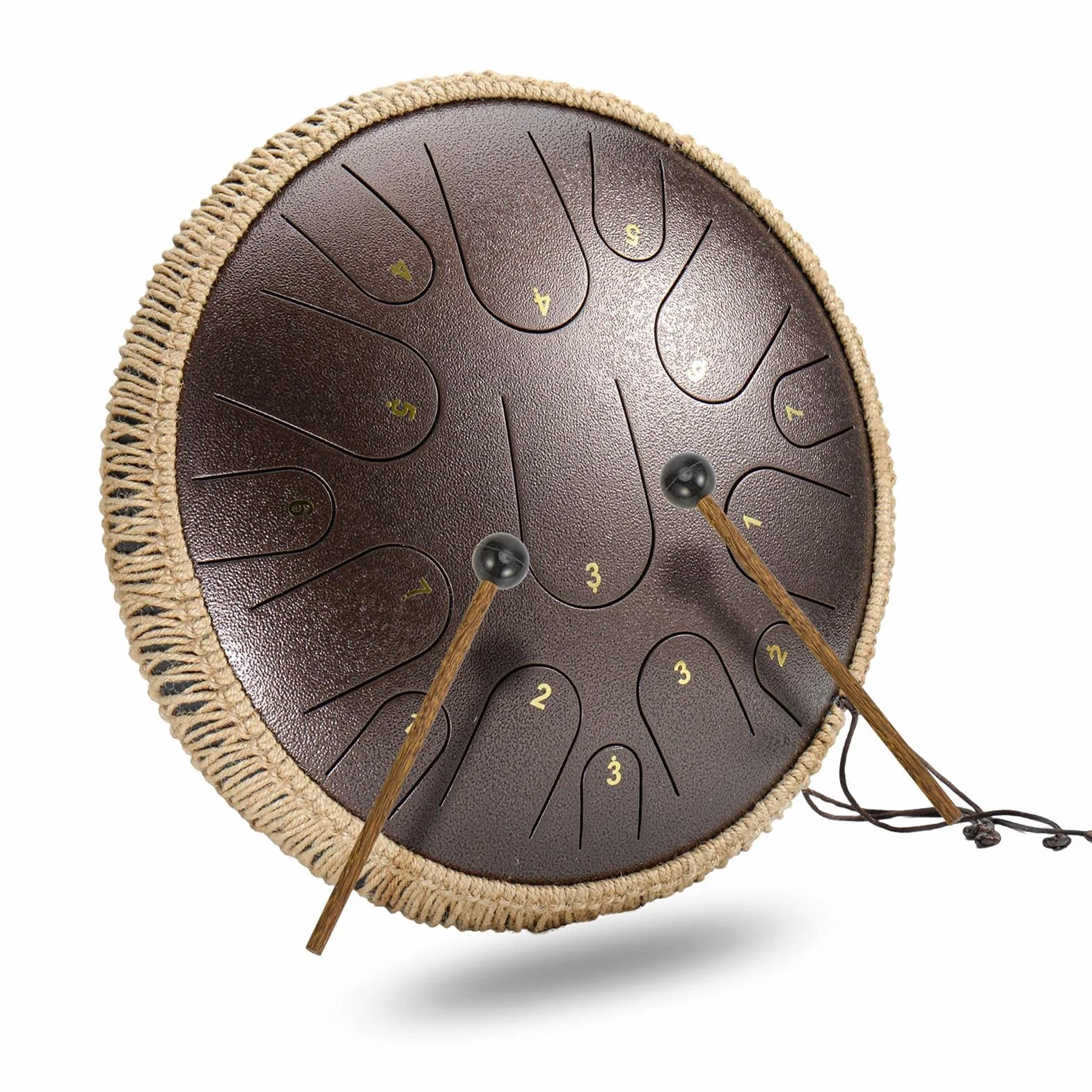 Stalowy Bęben Językowy 35,5 cm - 15 Nut w Kolorze D, Eteryczny Perkusyjny Instrument dla Początkujących z Pełnym Zakresem, Ręczny z Torbą do Przenoszenia i Parą Pałeczek