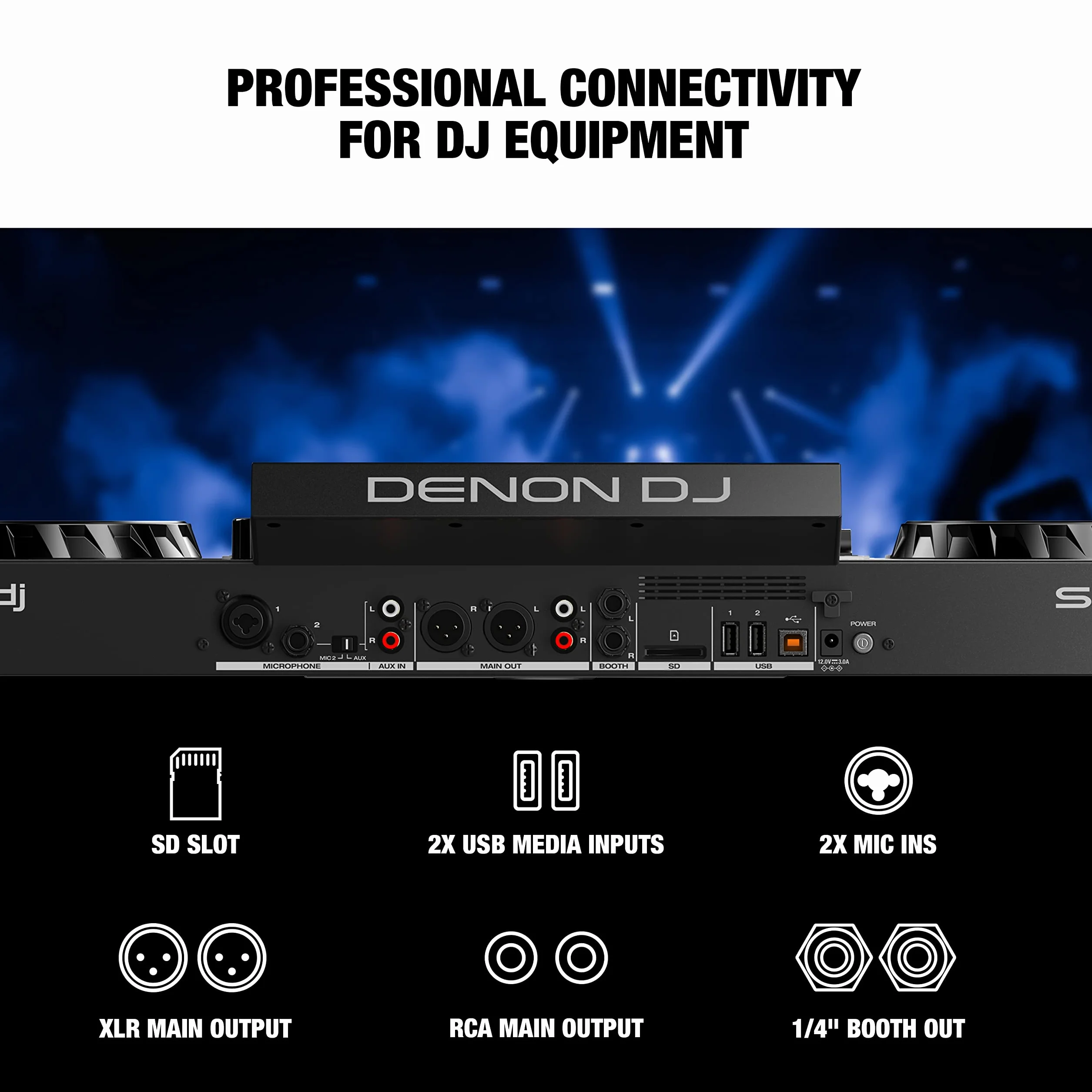 Denon DJ SC LIVE 4 Kontroler DJ z Separacją Stemów na 4 Deckach, Streamingiem Wi-Fi, Wbudowanymi Głośnikami, Kompatybilny z Serato DJ i Virtual DJ