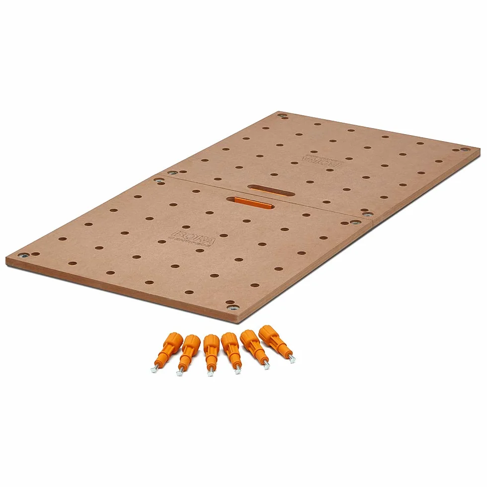 Bora Blat stołu warsztatowego Centipede do Bora Centipede, stojących, koni, 61 cm x 122 cm, zawiera drewniany blat z otworami dla psów 20 mm + 6 uchwytów z szybkim obrotem do przenośnej, tymczasowej