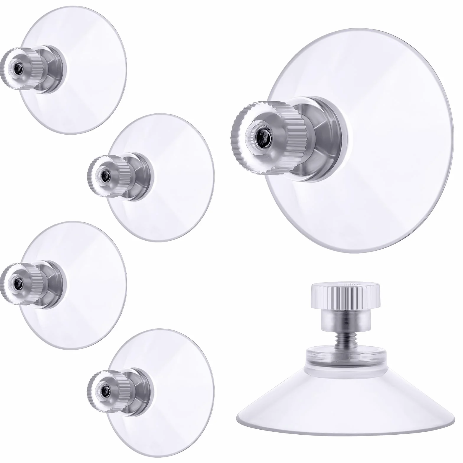 Flintronic Przyssawka z gwintem i nakrętką radełkowaną, 6 sztuk przyssawek PVC Ø32mm, przezroczyste przyssawki bez wiercenia, haczyki przyssawkowe bardzo mocne do okien, samochodu, dekoracji