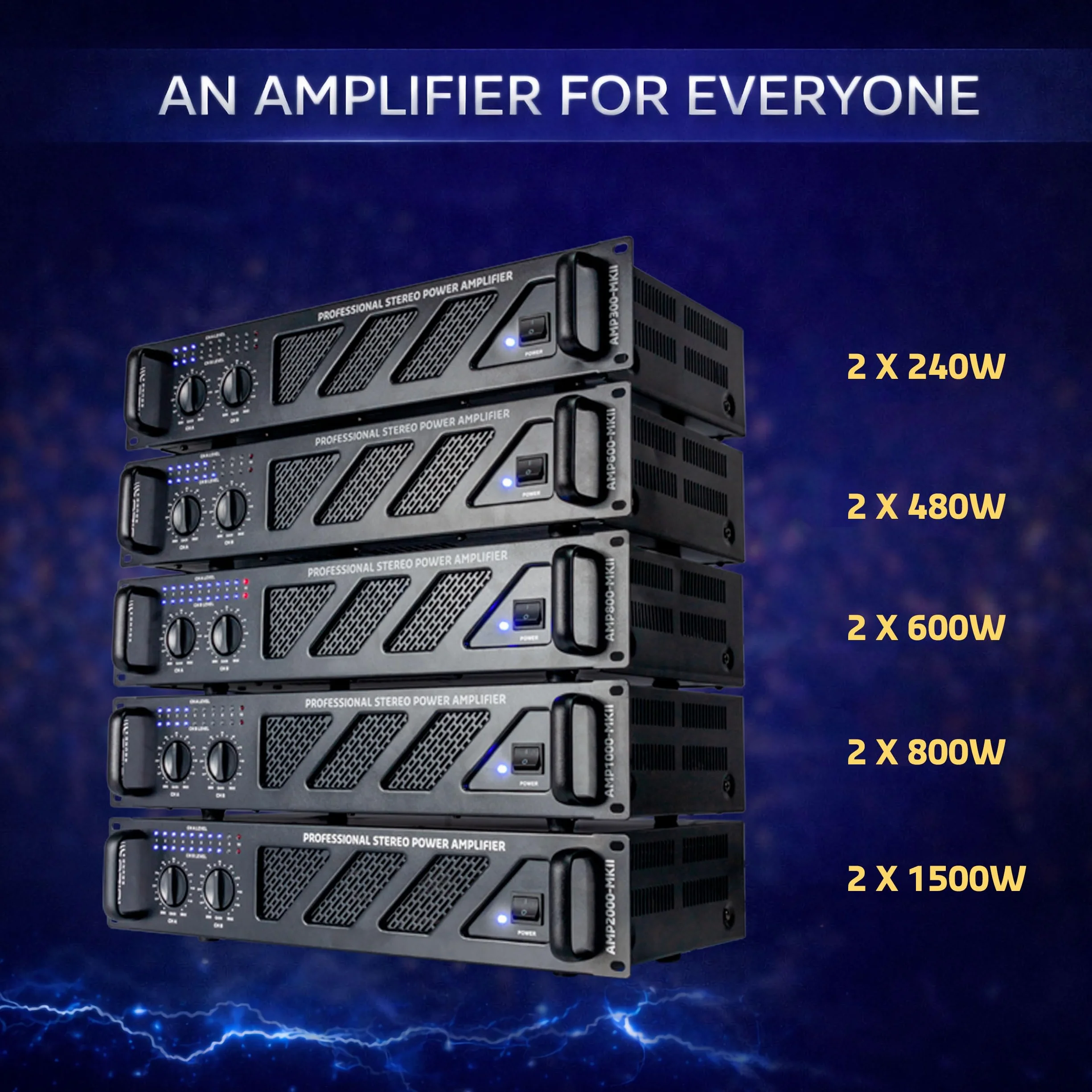 Ibiza - AMP800-MKII - Profesjonalny wzmacniacz z procesorem dźwięku 2x600W z wejściami RCA/Jack i wyjściami Speakon/Born - możliwość montażu w szafie rack 19" - czarny