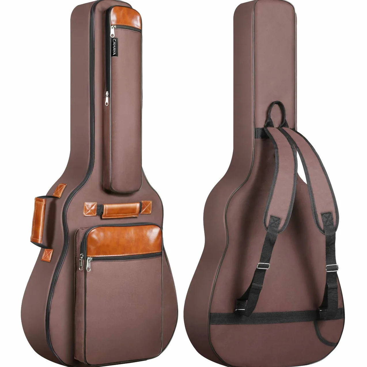 CAHAYA pokrowiec na gitarę akustyczną Gig Bag, 40"/41"/42", wodoszczelny pokrowiec na gitarę Bag Braun, 12 mm, wyściełany, do gitary koncertowej ulepszona wersja CY0150