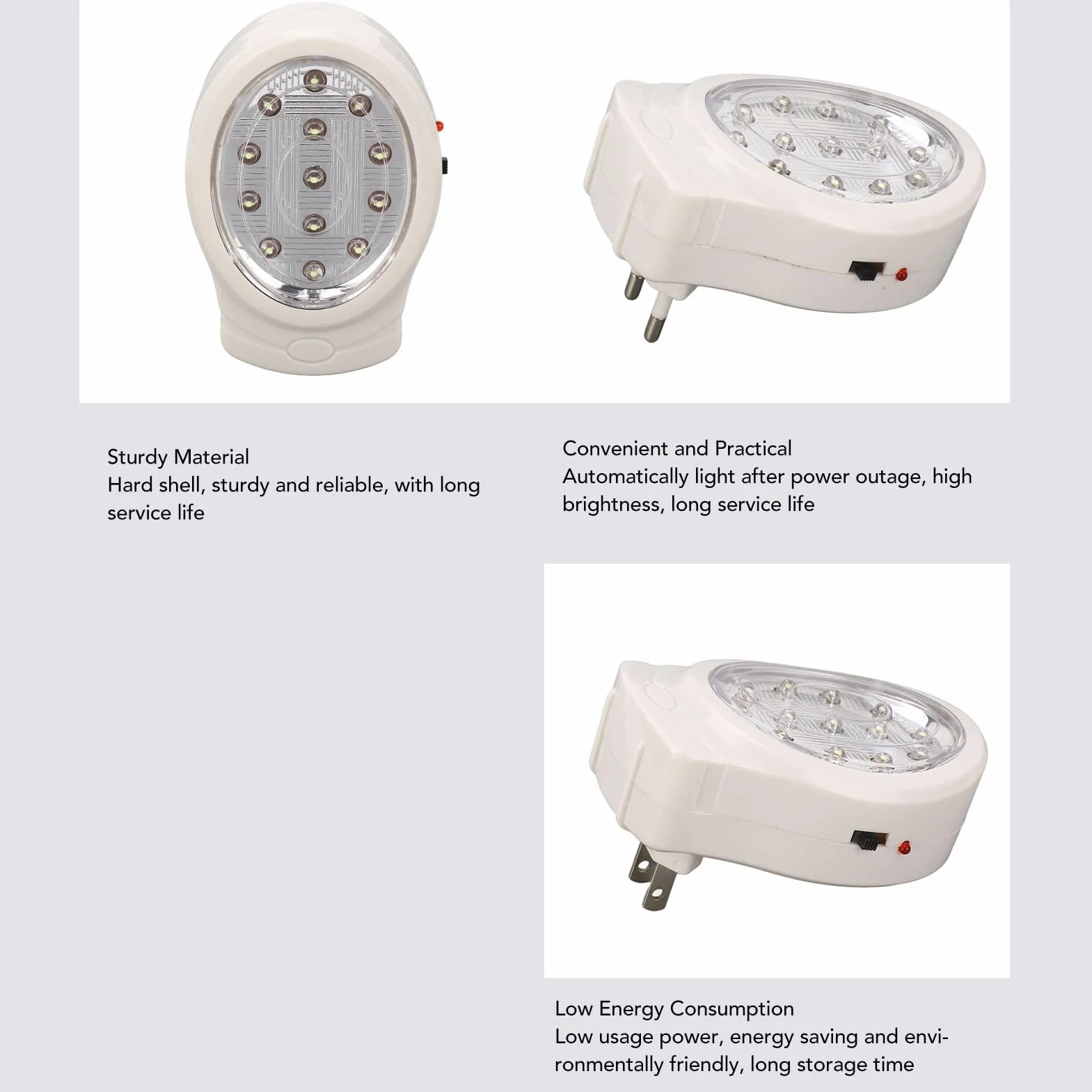 Podłącz Oświetlenie Awaryjne 2 Gang AC110-240V 2W LED Home Emergency Light (Wtyczka UE)