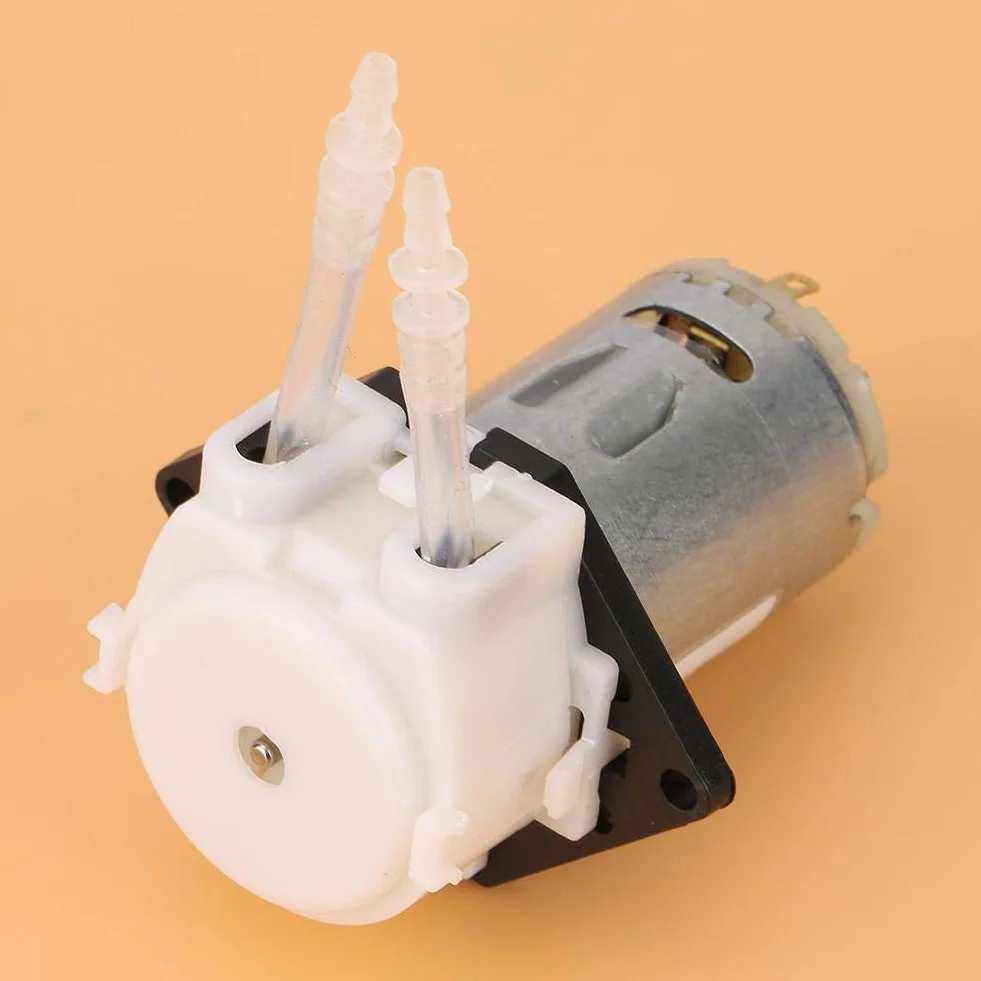 12 V Dc Mikrodozująca Pompa Perystaltyczna Głowica Dozująca Samozasysająca Perystaltyczna Pompa Cieczy (Diy) 2 * 4 Probówki Do Analizy Chemicznej W Laboratorium Akwariowym (Biała)