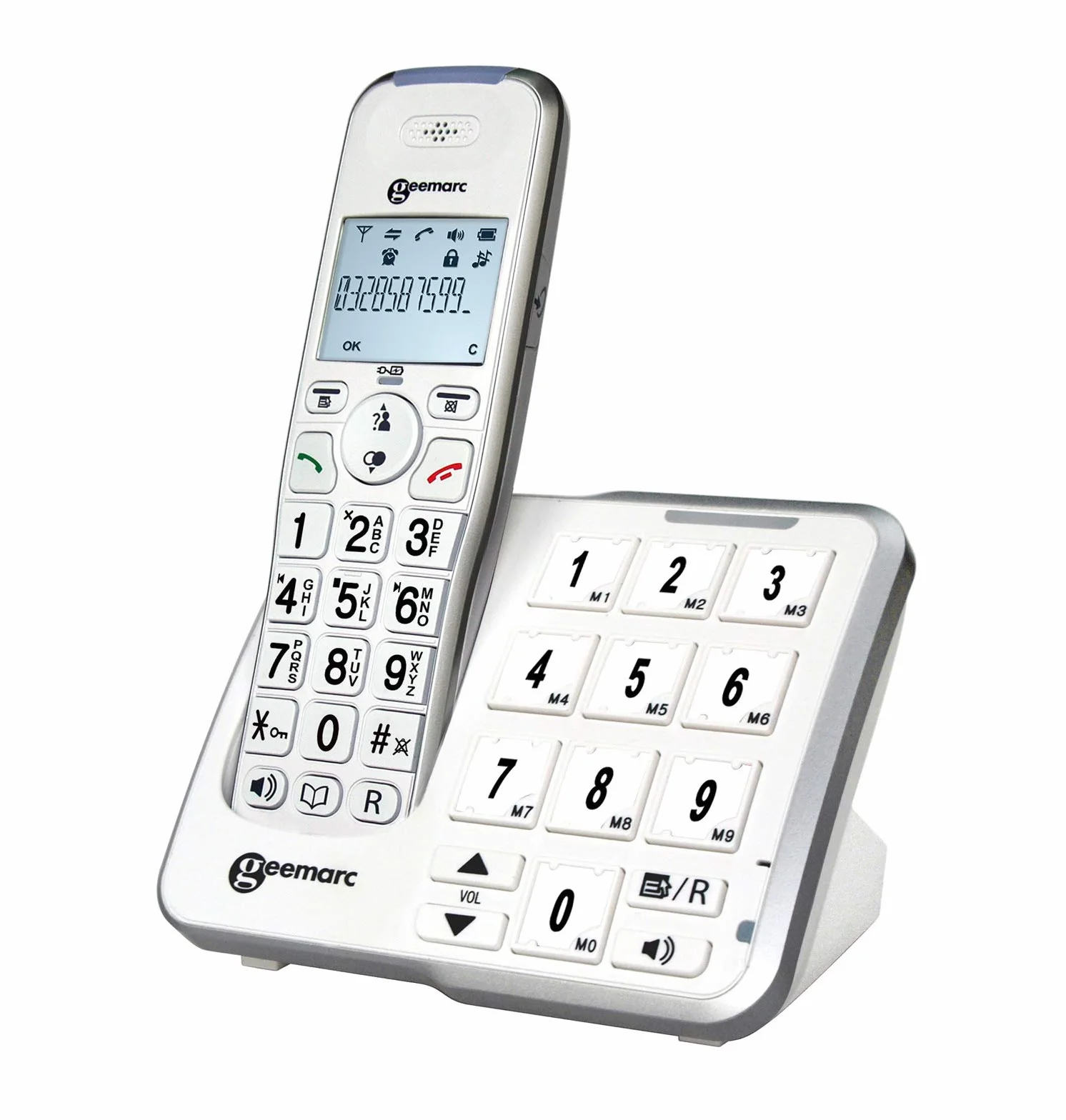 Geemarc Amplidect 295 Photo - wzmocniony telefon stacjonarny z automatyczną sekretarką, mocnym dzwonkiem i dużymi, dopasowywanymi przyciskami fotograficznymi dla seniorów – od niewielkiego do
