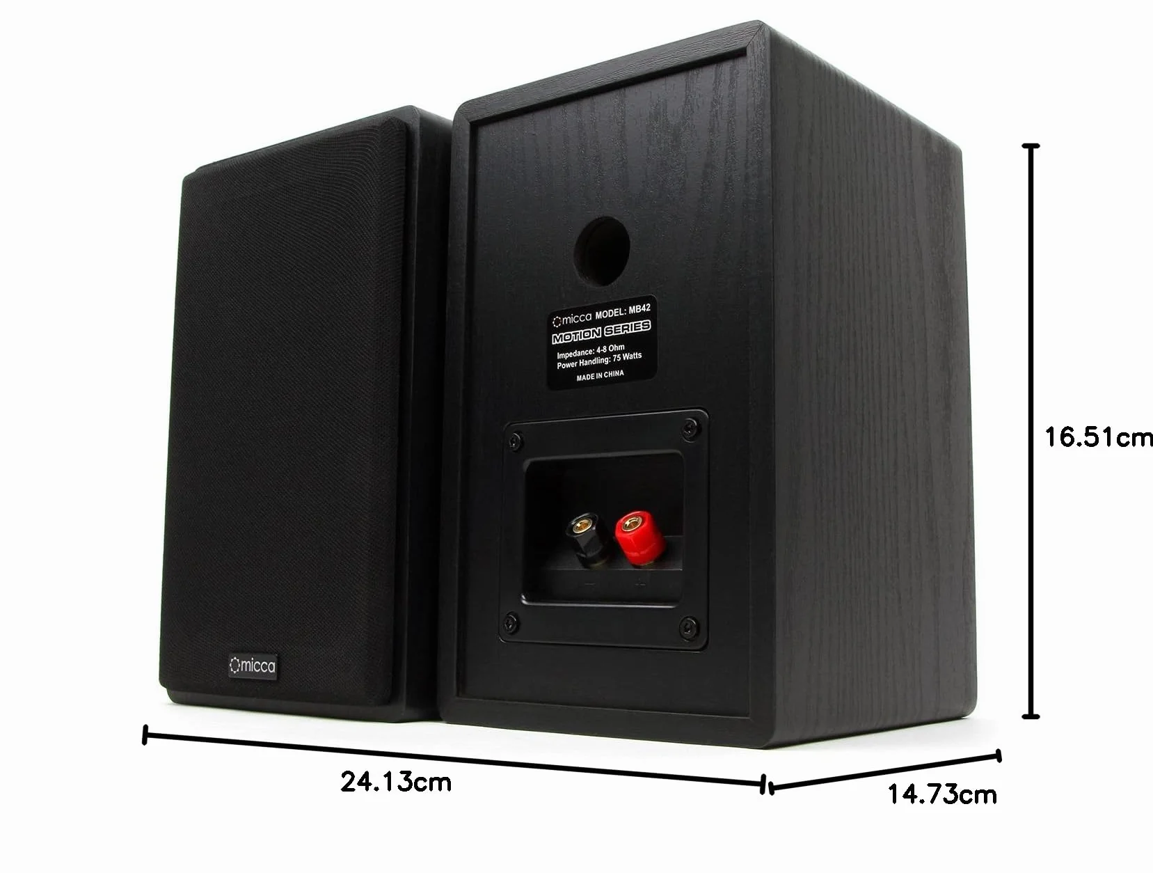 Micca MB42 głośniki regałowe do kina domowego, stereo i pasywne monitory bliskiego pola, 2-drożny (czarny, para)