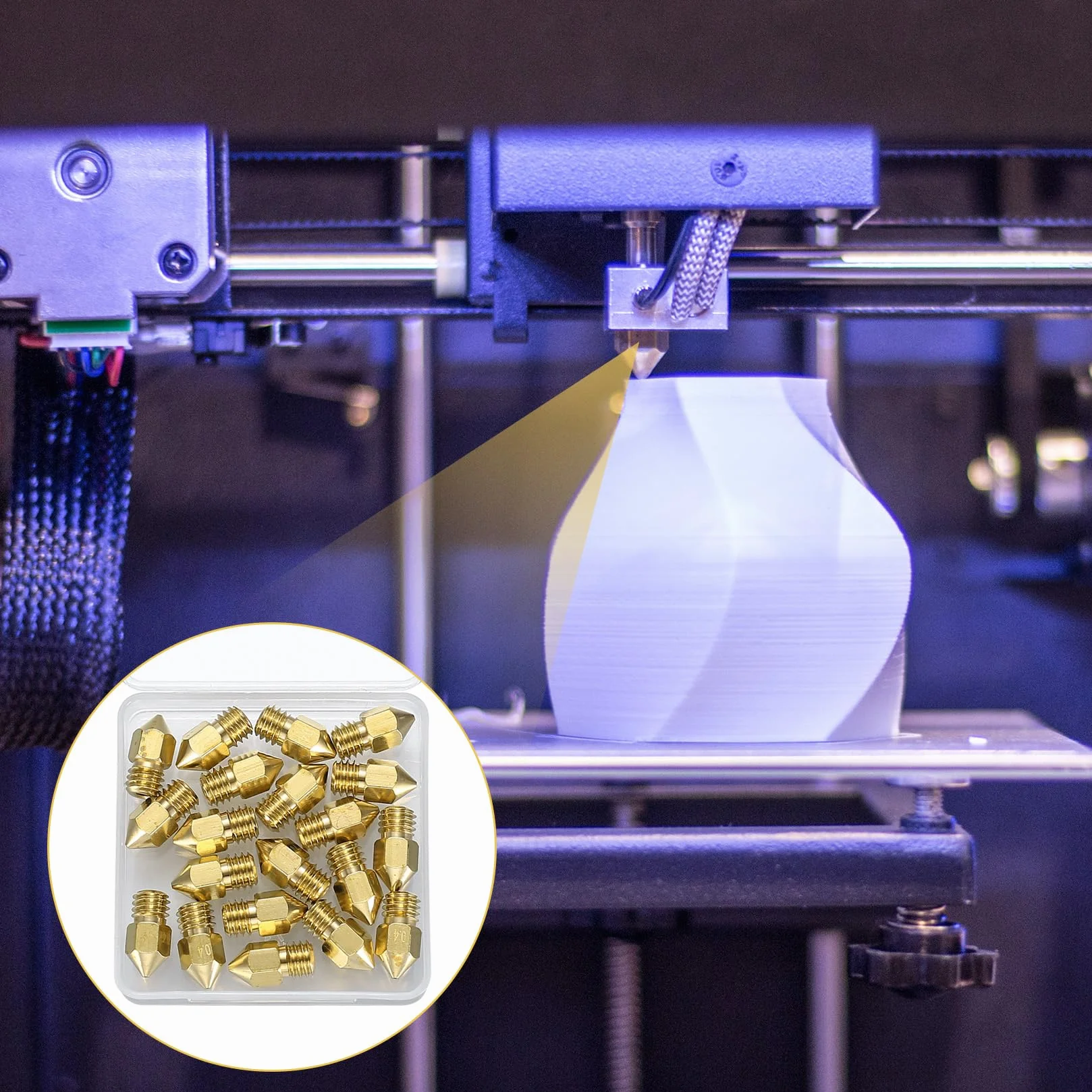 Dysze 0,4mm, 20 sztuk Dysze do drukarki 3D, mosiężne dysze do drukarki 3D Kompatybilne z Creality Ender 3/Ender 3 V2/Ender 3 Pro/Ender 3 Max/Ender 5 Pro/Ender 3 S1/Ender 3 Neo/Anycubic i3 Mega Pro