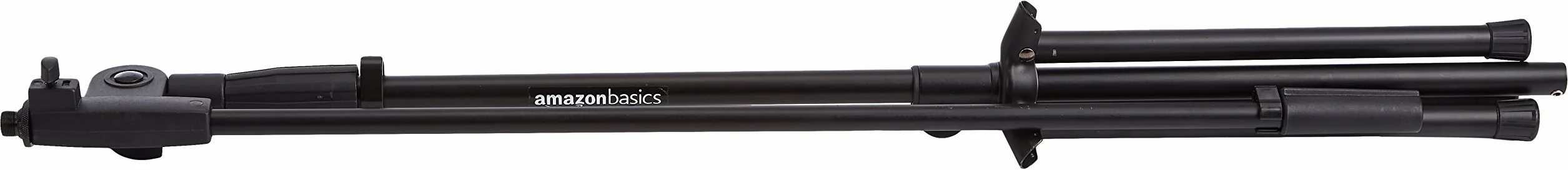 Amazon Basics – statyw mikrofonowy z ramieniem obrotowym, do 218 cm, pochylany i regulowany, ultralekka stal, przenośny, kompatybilny z adapterem 95 mm na 160 mm, czarny.