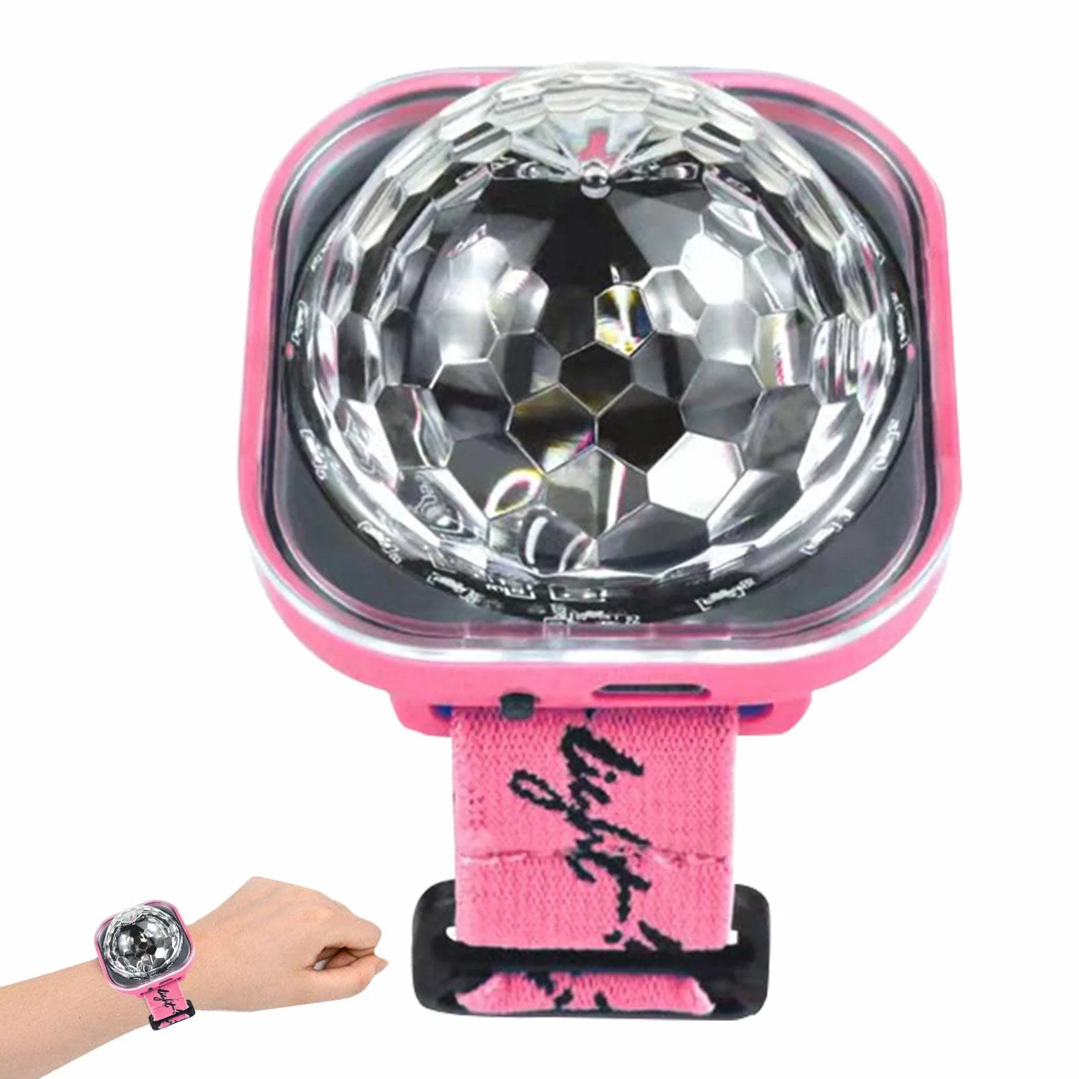 ?wiat? dyskotekowe | Zegarek LED Light z aktywacj? d?wi?kiem - Przeno?na kula lustrzana USB Disco Light Up Bransoletka dla dzieci, dekoracji domu lub samochodu, adowalna