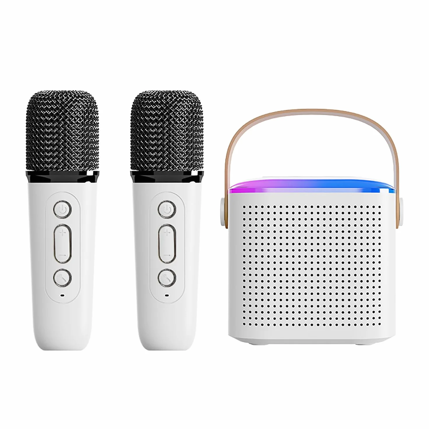 Przenośna maszyna do karaoke z 2 mikrofonami bezprzewodowymi, mini maszyna do karaoke ze światłami LED, głośnikiem Bluetooth, karta TF, wejście AUX dla dzieci dorosłych, przyjęcie urodzinowe