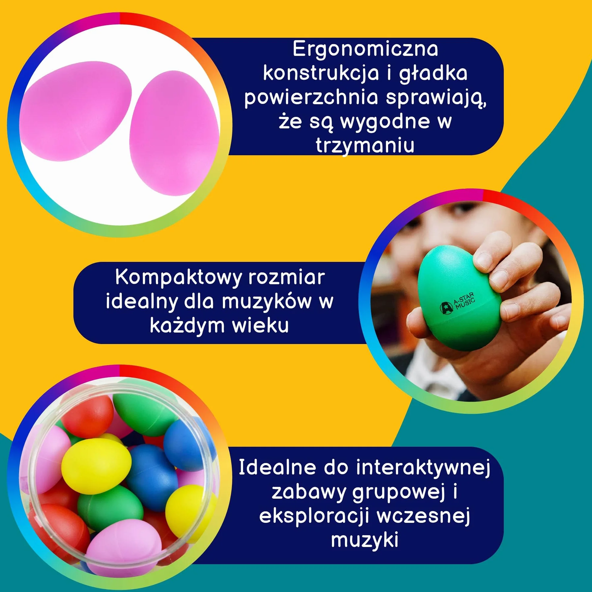 A-Star Egg Shakers Tub of 40 szt Plastikowe marakasy jaj Mieszane kolory