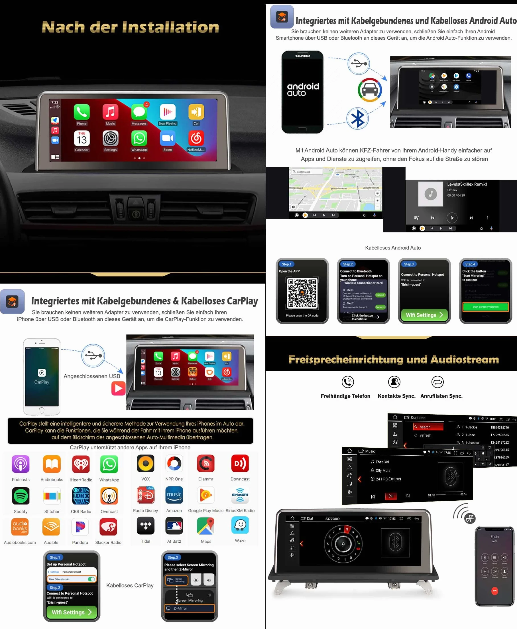 Erisin 10,25" Android 13 radio samochodowe GPS nawigacja do BMW X5 E70 X6 E71 CIC system obsługuje CarPlay IPS Touch Screen iDrive OEM radio Bluetooth DAB+ Android Auto WiFi USB TPMS 8-rdzeniowy 4 GB