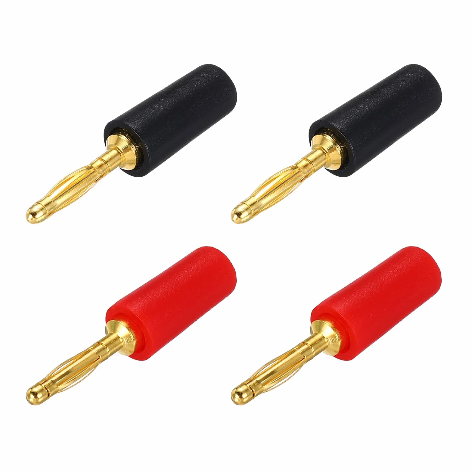 QUARKZMAN 4 sztuki 2 mm wtyk bananowy 10 A 6 mm średnica zewnętrzna 26,5 mm długość kabel głośnikowy wtyczka gniazdo bananowe do kabla głośnikowego kabel audio czarny i czerwony