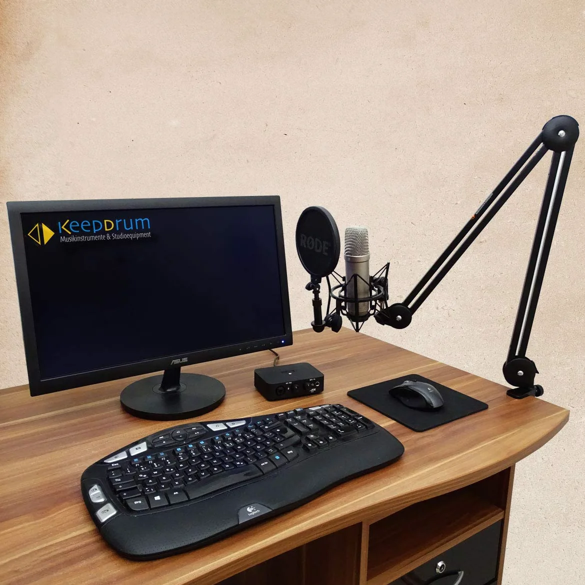 keepdrum MS138 ramię mikrofonowe statyw przegubowy + MS089SV pająk mikrofonowy do G-Track AT-2020/USB+