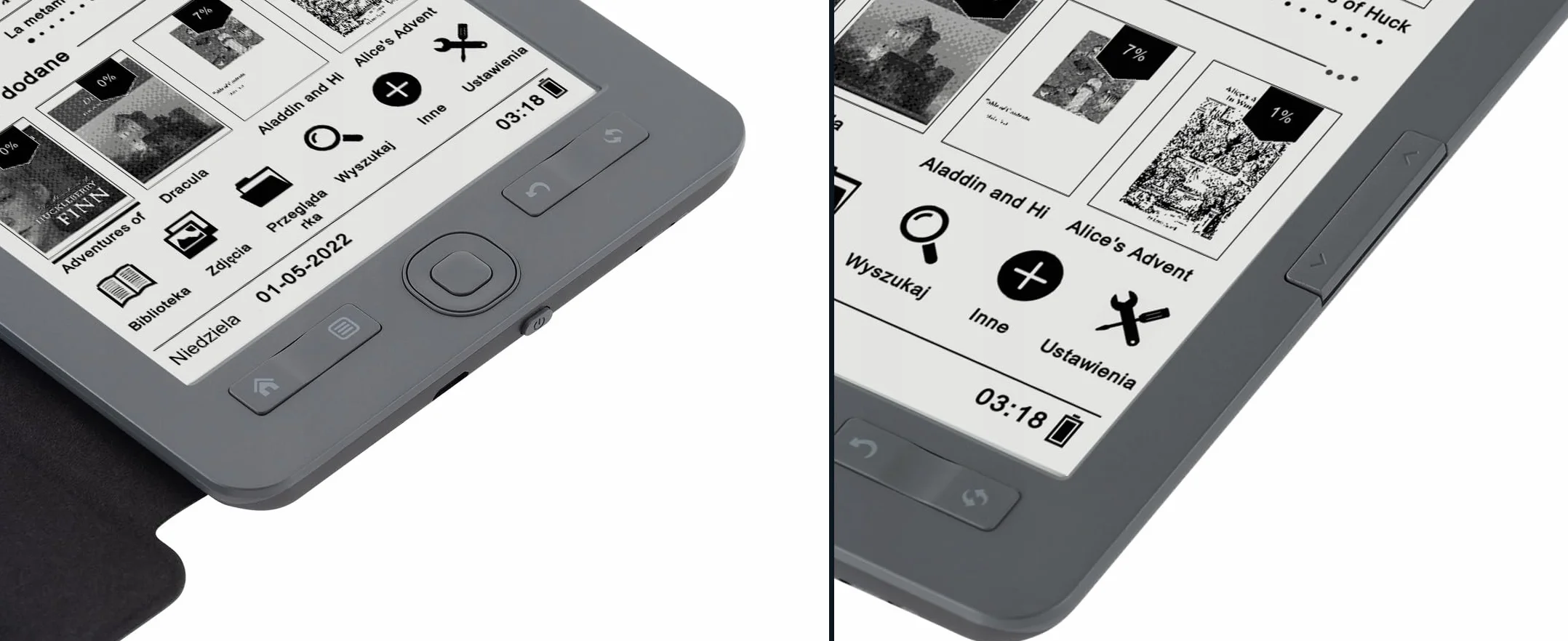 Czytnik e-book Bemi Cognita+ z Ekranem E-Ink Carta 6 cali, 4GB Pamięci, Wbudowanym Etui Skórzanym, Obsługą PDF Reflow – Szary