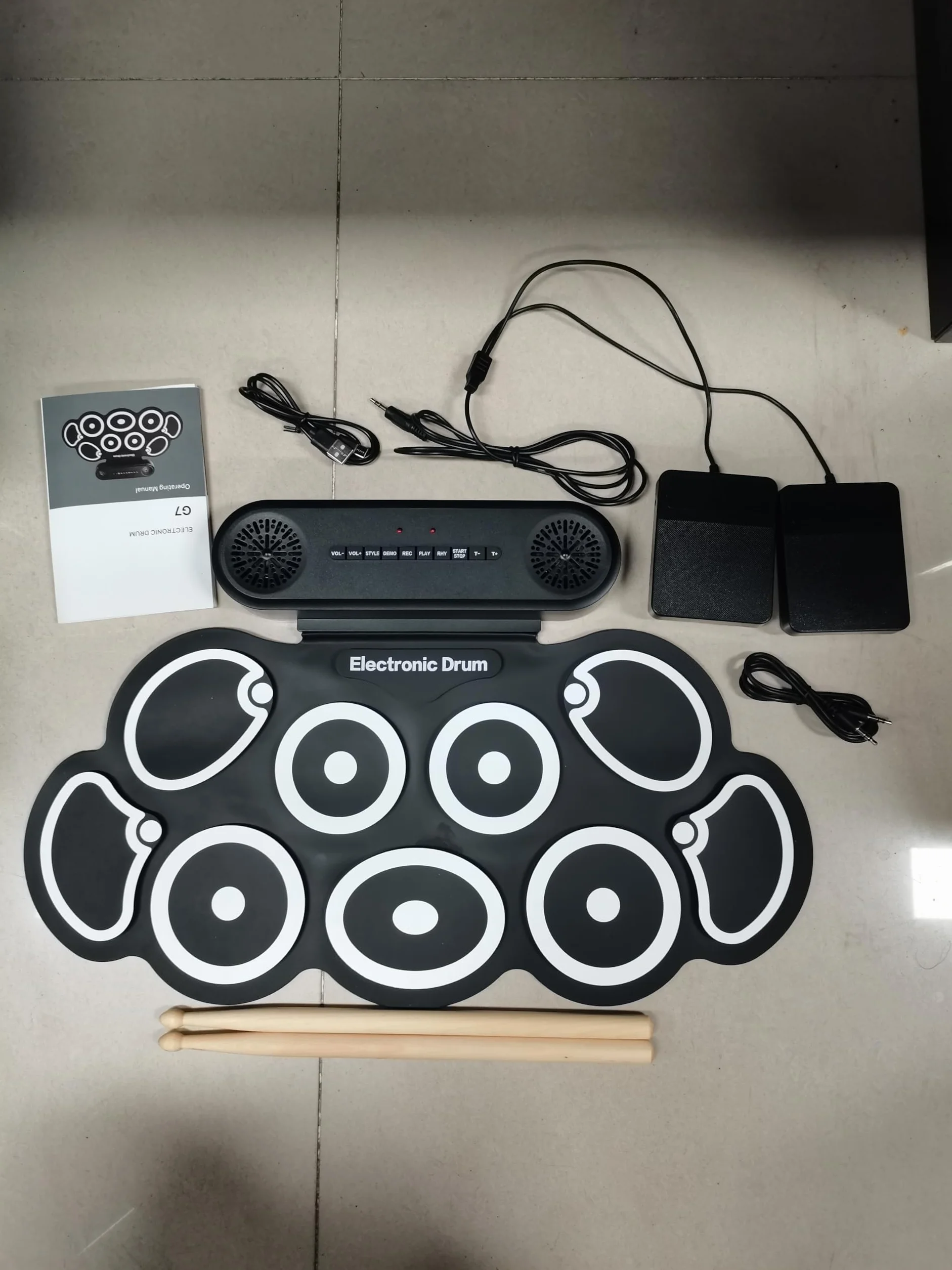Electronic Drum Zestaw Przenośny Podkładka z Podwójnym Głośnikiem dla Perkusistów i Studentów Czarnych