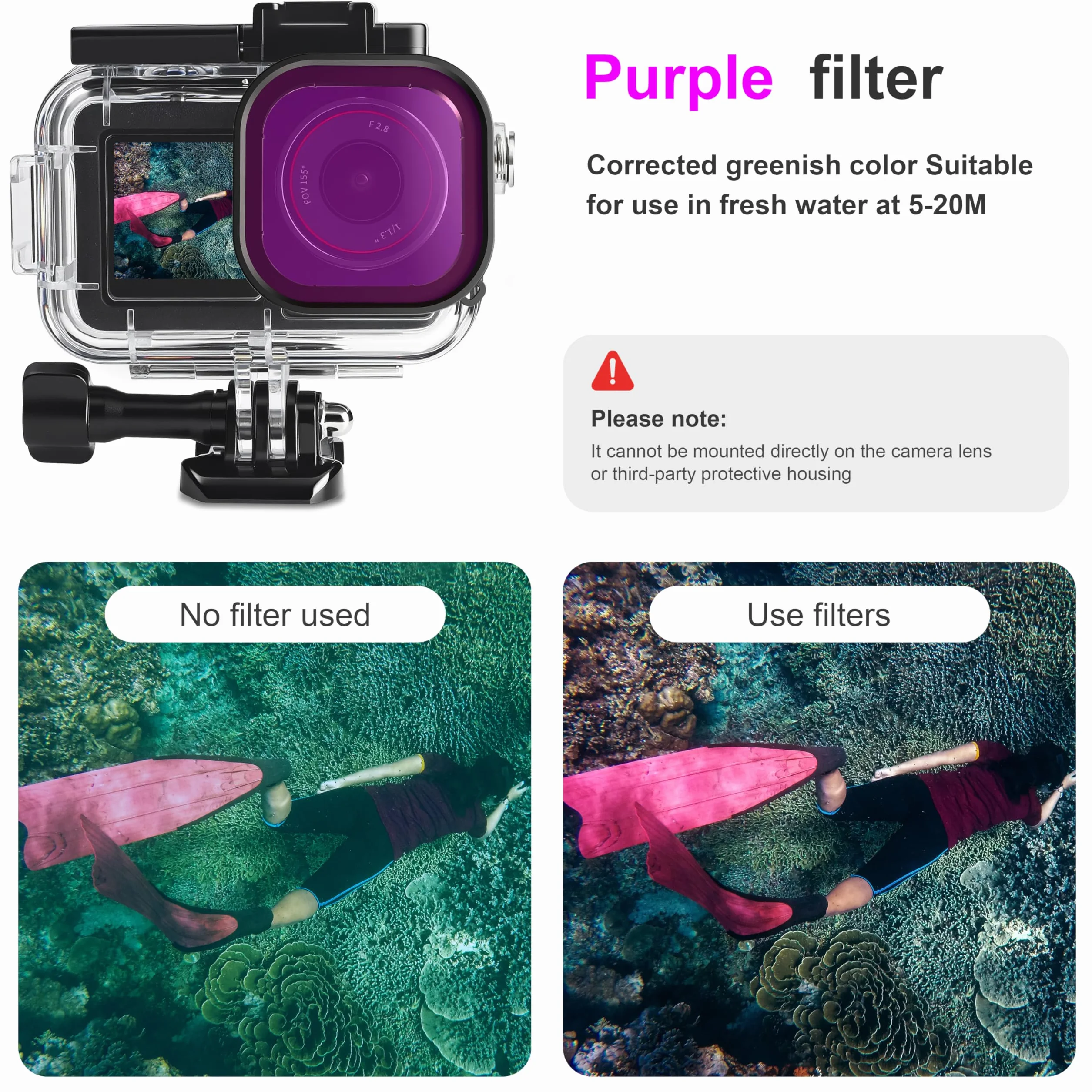 FitStill Wodoodporna obudowa 50 m i 3 filtry i pływający uchwyt ręczny zestaw kompatybilny z DJI Osmo Action 5 Pro Action 4 Action 3, snorkeling, surfowanie, wakeboarding pokrowiec ochronny zestaw