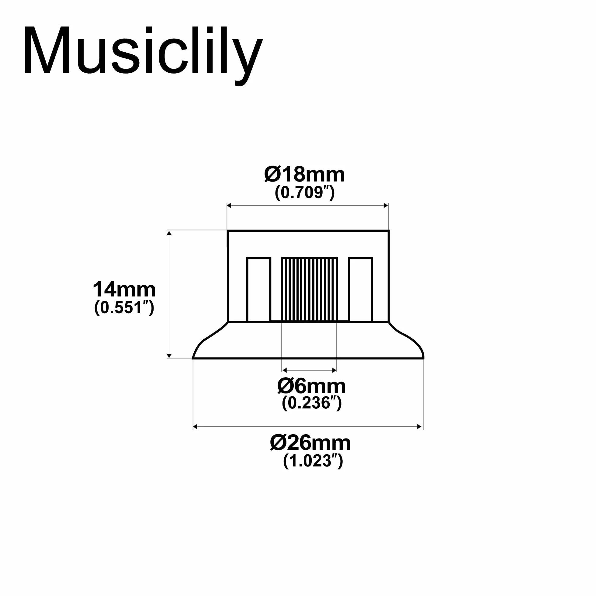Musiclily Pro Inch Size Gitara Reflektor Gałki Top Hat Bell 2 Głośność 2 Gałki Tone Set