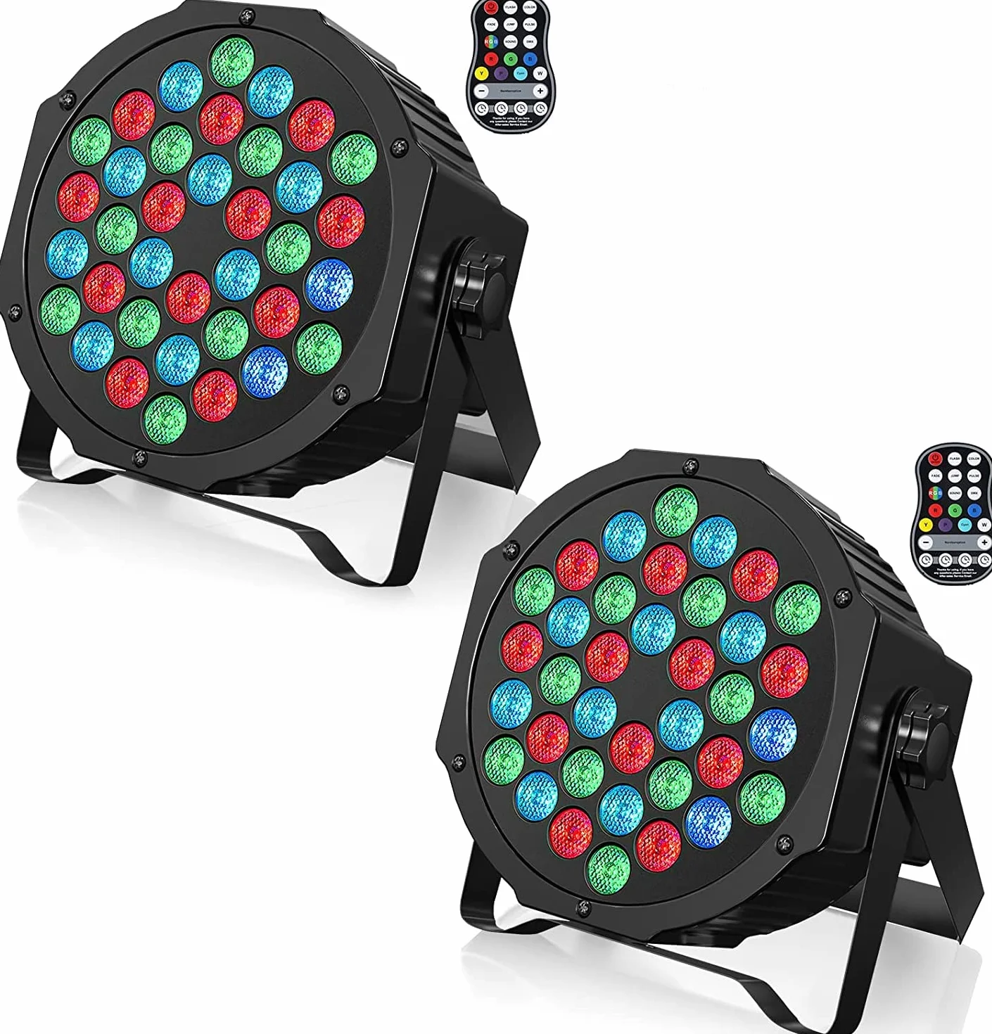 U`King 2 szt. RGB Par LED akumulator, 72 W zewnętrzne oświetlenie sceniczne z pilotem zdalnego sterowania, oświetlenie dyskotekowe 7 trybów na imprezę DJ bar, koncerty Halloween, Boże Narodzenie