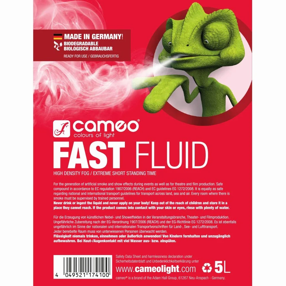 Cameo FAST FLUID 5 L - Płyn do maszyn dymnych o bardzo dużej gęstości i bardzo krótkim trzymaniu 5 L