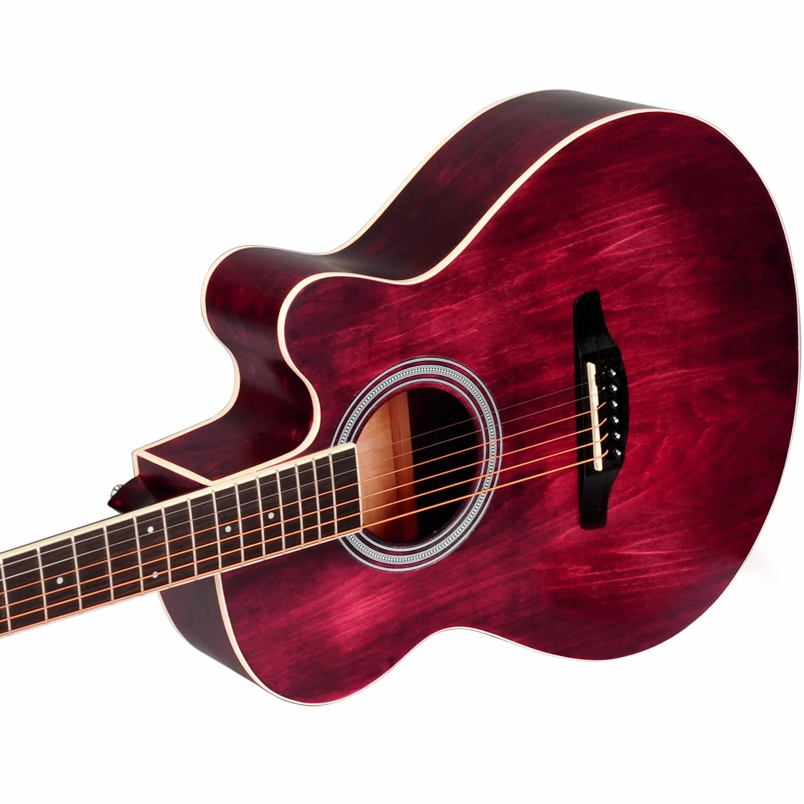 Winzz gitara akustyczna ze stalową struną, początkujący, dla dorosłych, dla uczniów, elegancka, unikalny wzór kolorów, 100 cm, czerwona