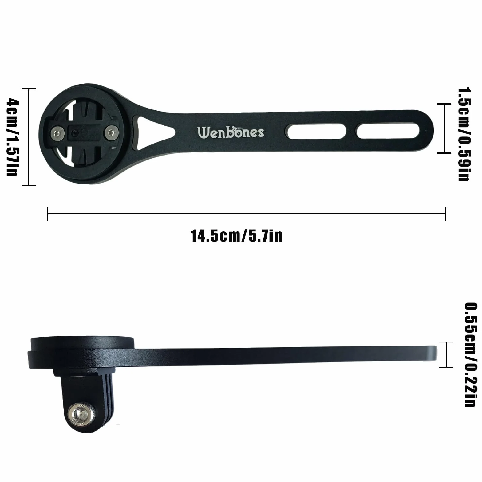 Zintegrowany uchwyt rowerowy, uchwyt na komputer ze stopu aluminium, uchwyt na komputer rowerowy do roweru Garmin Edge, Wahoo, Cateye, Bryton (grube aluminium, czarny)