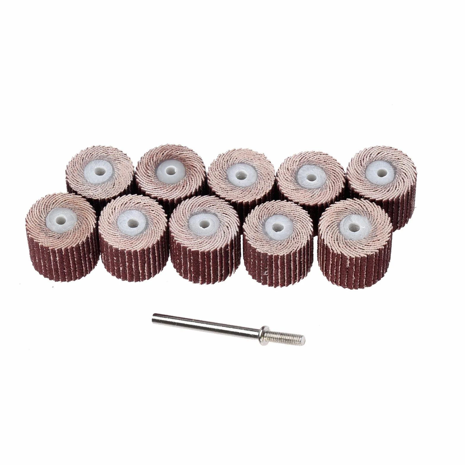 10 szt. 240 # ziarnistość średnica 15 mm szlifowanie papier ścierny klapa tarcza koła z 3 mm zestaw trzpieni do narzędzi obrotowych Dremel
