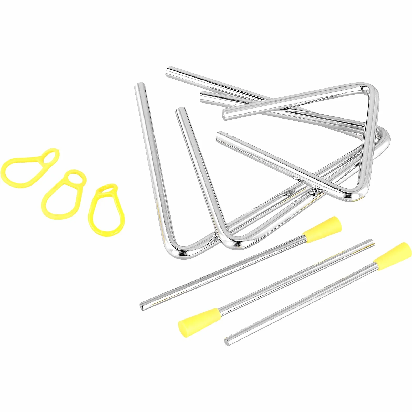 Instrument Muzyczny Trójkąt - 10,5 cm, 15 cm z Pałeczkami, Srebrny