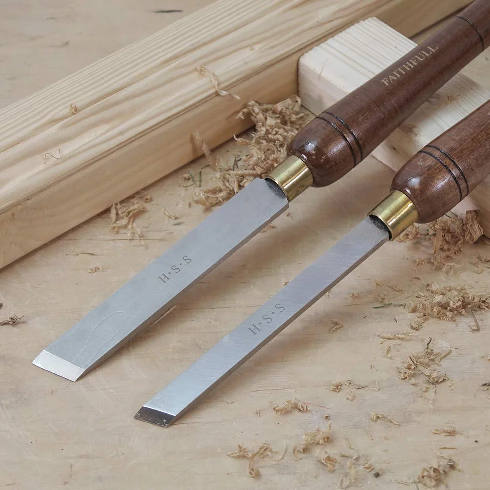 Faithfull HSS Turning Chisel Set of 8 in Wooden Presentation Box Suitable for Hard and Soft Woods