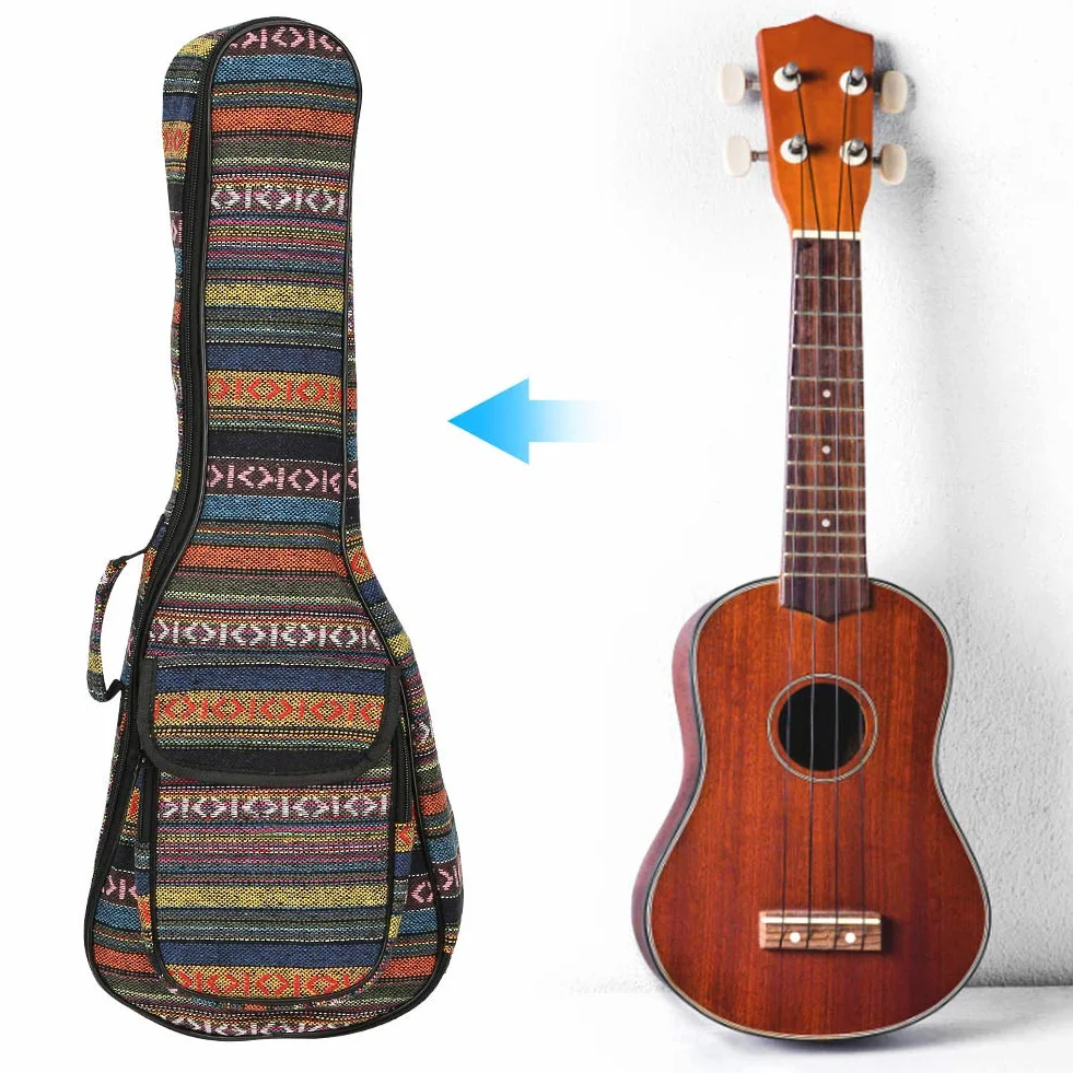 RiToEasysports Torba na ukulele koncertowe etui na ukulele, wbudowana, pogrubiona bawełna z paskami tylnymi i bocznymi na 4 struny, ukulele, akcesoria do instrumentów muzycznych