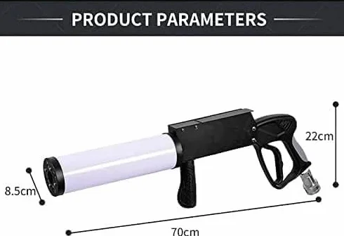 Pistolet LED Party - CO2 Kriogeniczny pistolet ręczny z efektem strumienia DJ do klubu nocnego, kolorowy wąż gazowy