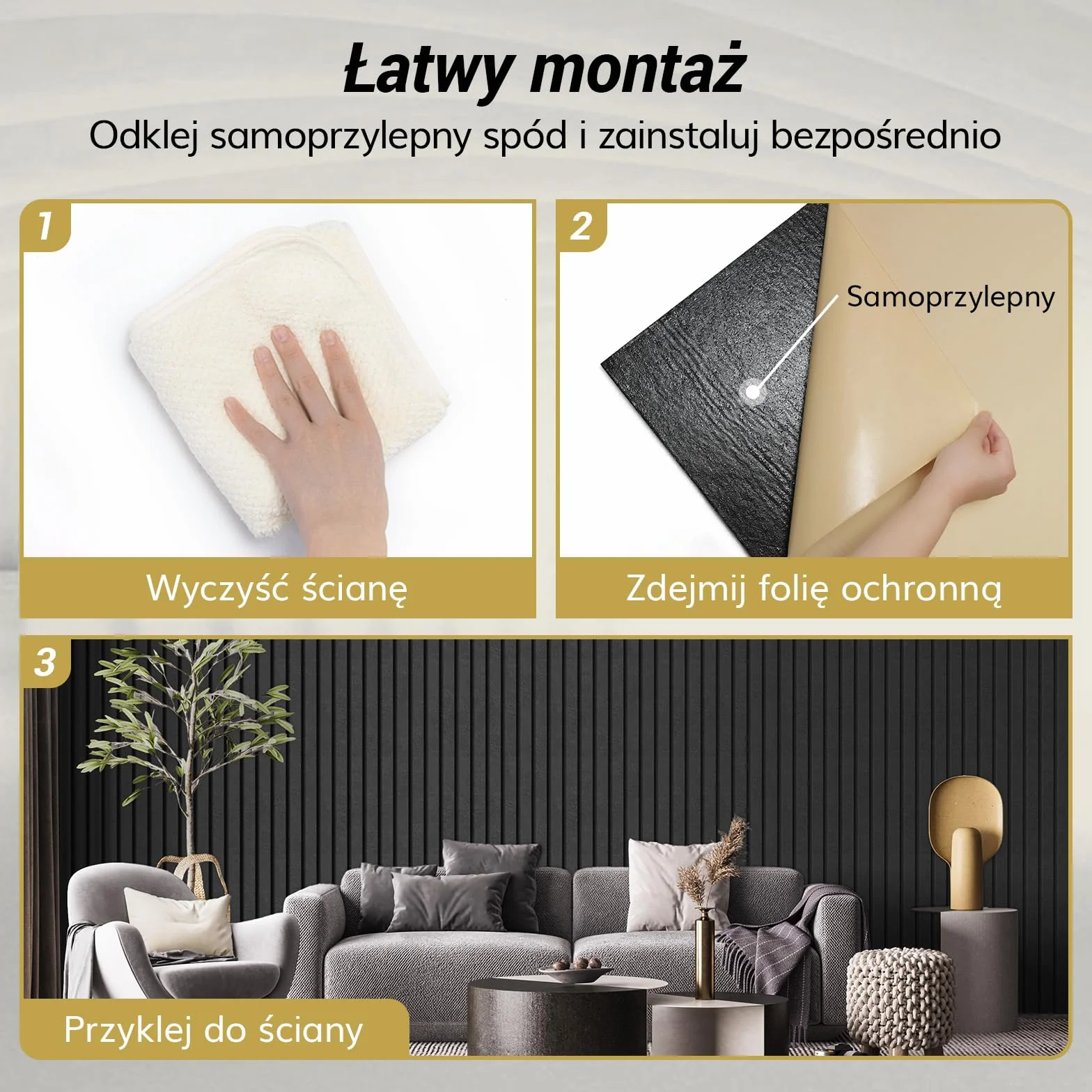 TONOR 8-Pack Dwuwarstwowe Panele Akustyczne Duże Samoprzylepne, 120x60x1.8cm Przylepny Panel Ścienny, Duże Dźwiękoszczelne Płytki do Pochłaniania Echa, Bariera Akustyczna z Włókna Poliestrowego,Czarny