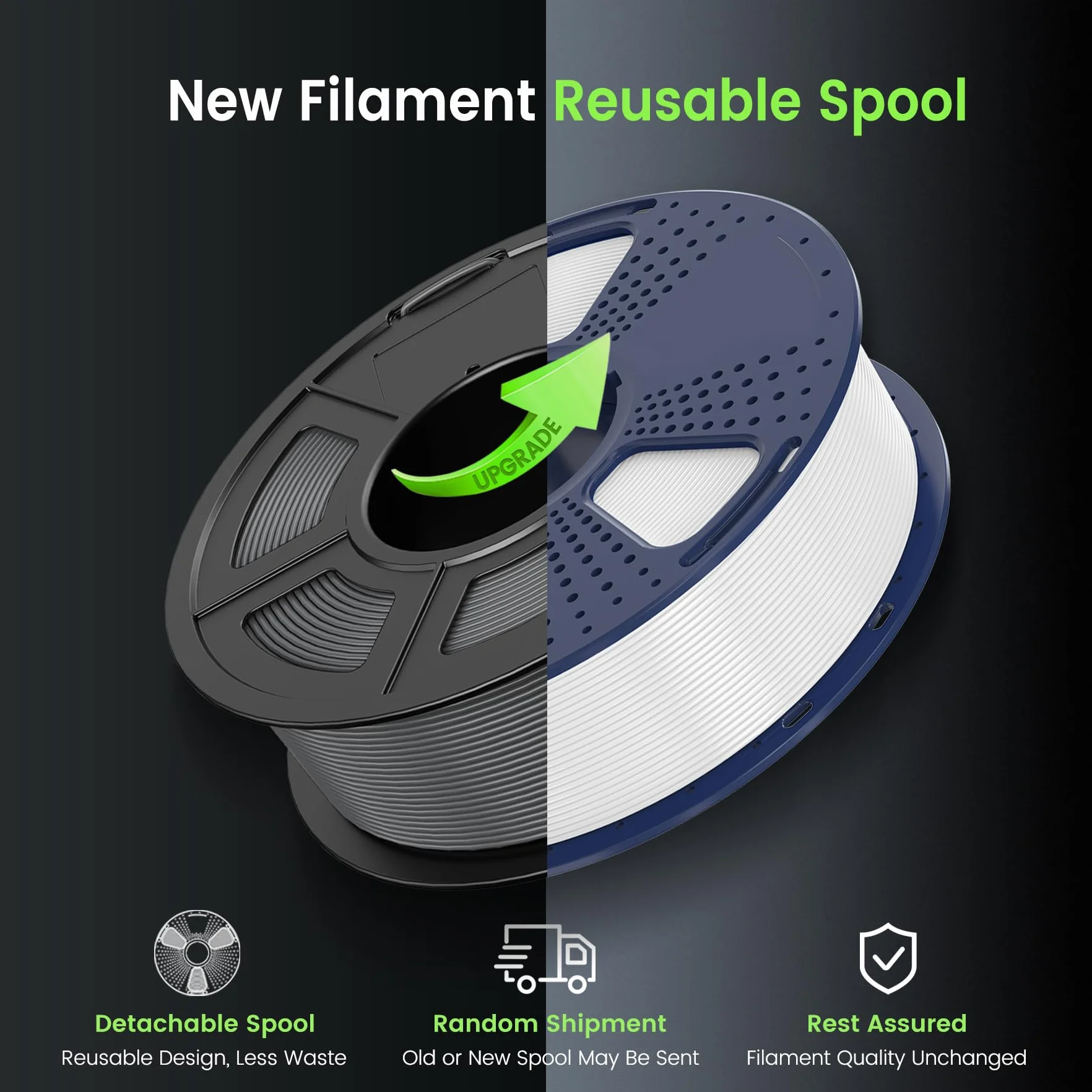 SUNLU PLA Filament, Drukarka 3D Filament 1,75 mm ±0,02 mm, 1 kg na Szpulę, Czarny
