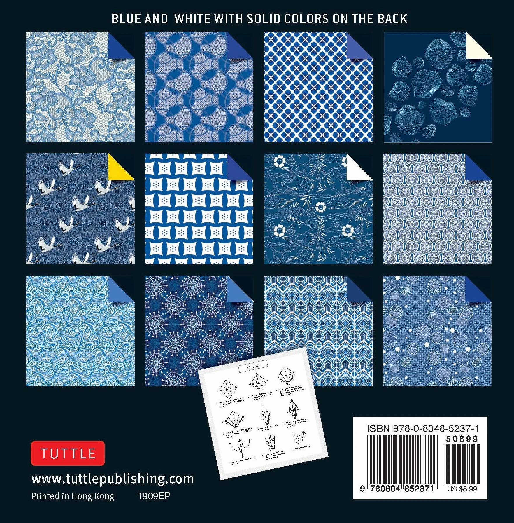 Origami Paper 200 Sheets Blue and White Patterns 6" (15 CM): High-Quality Double Sided Origami Sheets Printed with 12 Different Designs (Instructions for 6 Projects Included)