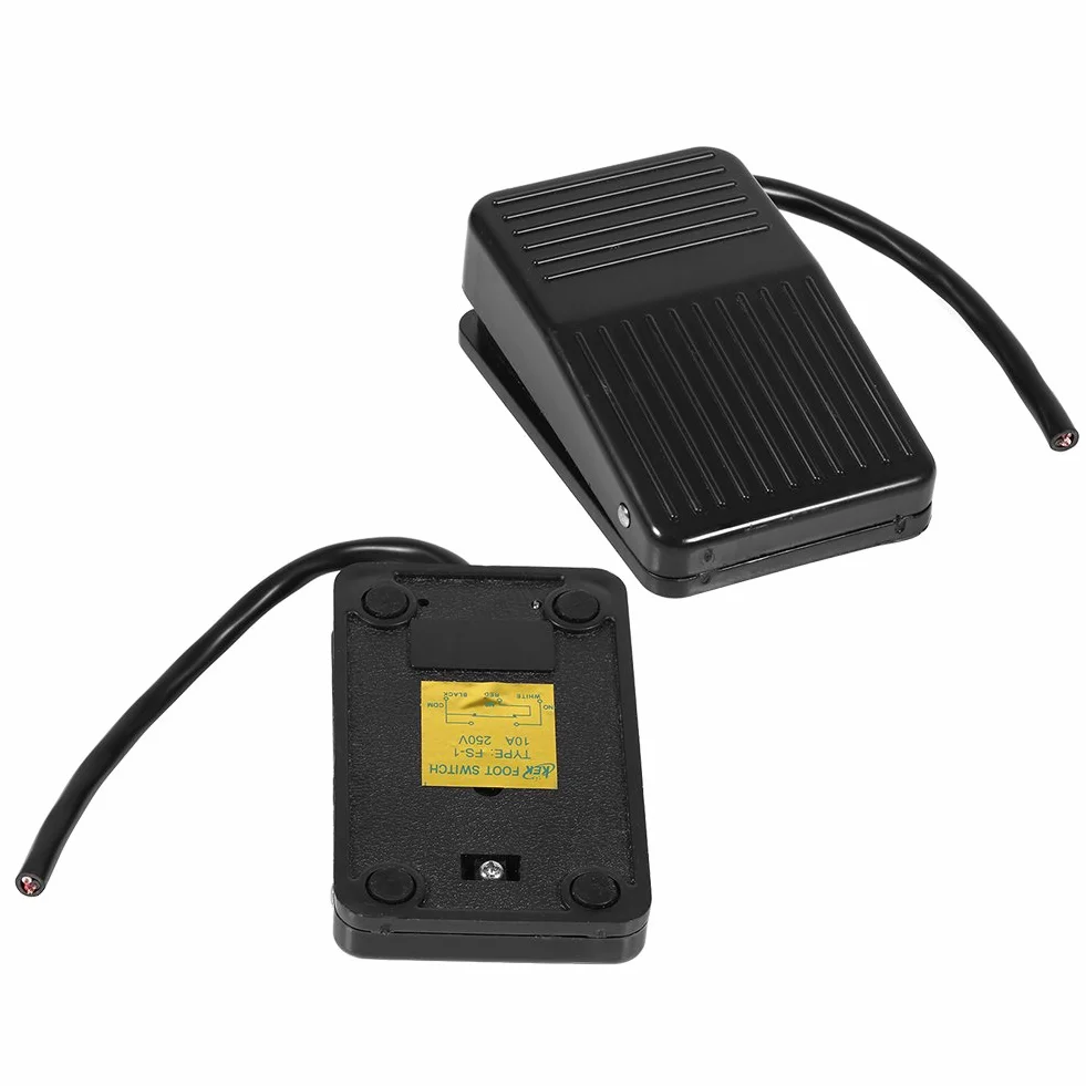 Chwilowy przełącznik nożny, 220 V 10 A zasilanie z tworzywa sztucznego włącznik/wyłącznik sterujący, przycisk nożny z kablem 10 cm, do elektronarzędzi, dowolnego urządzenia gospodarstwa domowego