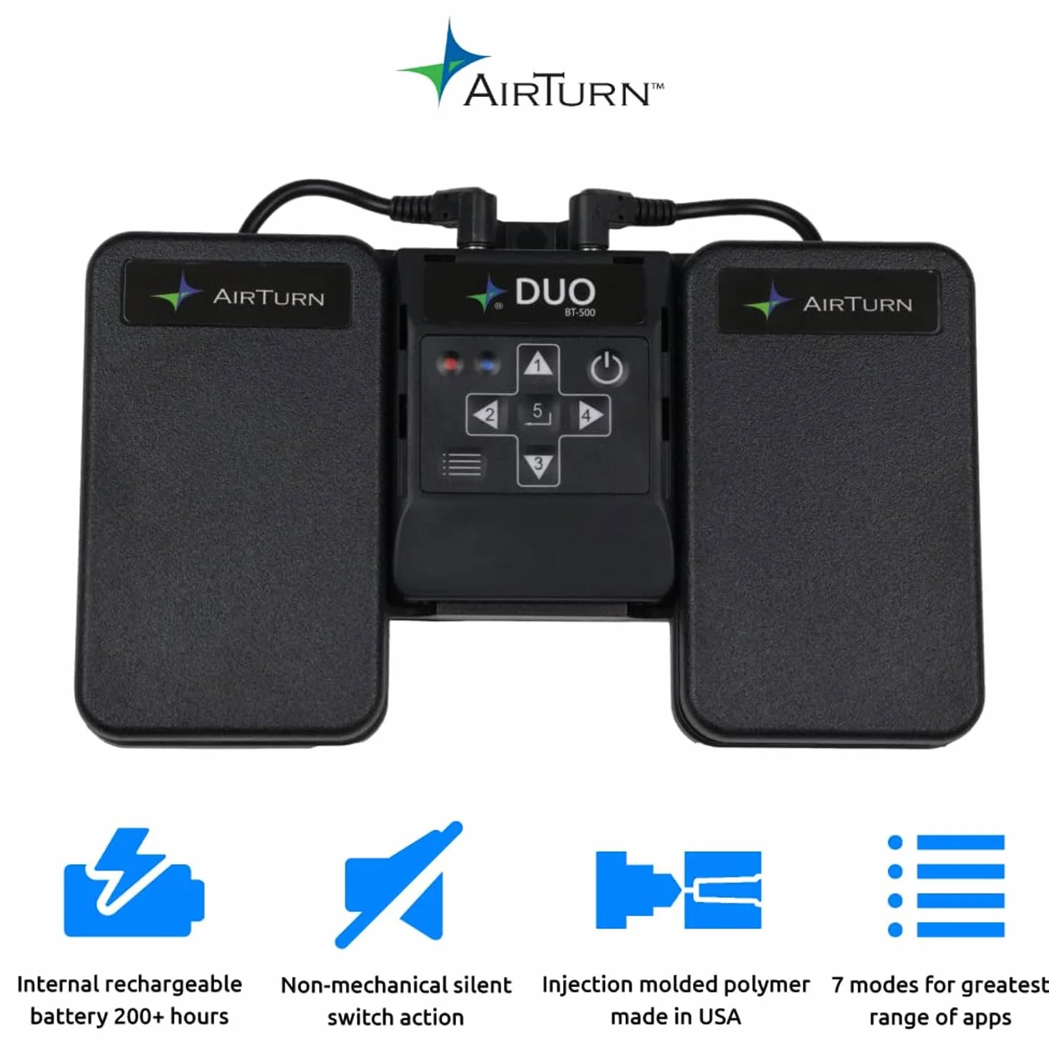 Airturn Duo 500 przełącznik nożny Bluetooth z zasilaczem keepdrum