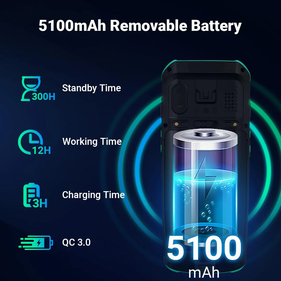 Tera Skaner kodów kreskowych z systemem Android 11 z 26 przyciskami, HS7-skaner silnika IP67, wytrzymały 4 + 64 GB, akumulator 5100 mAh, szybkie ładowanie 4", ekran dotykowy 4", mobilny terminal do